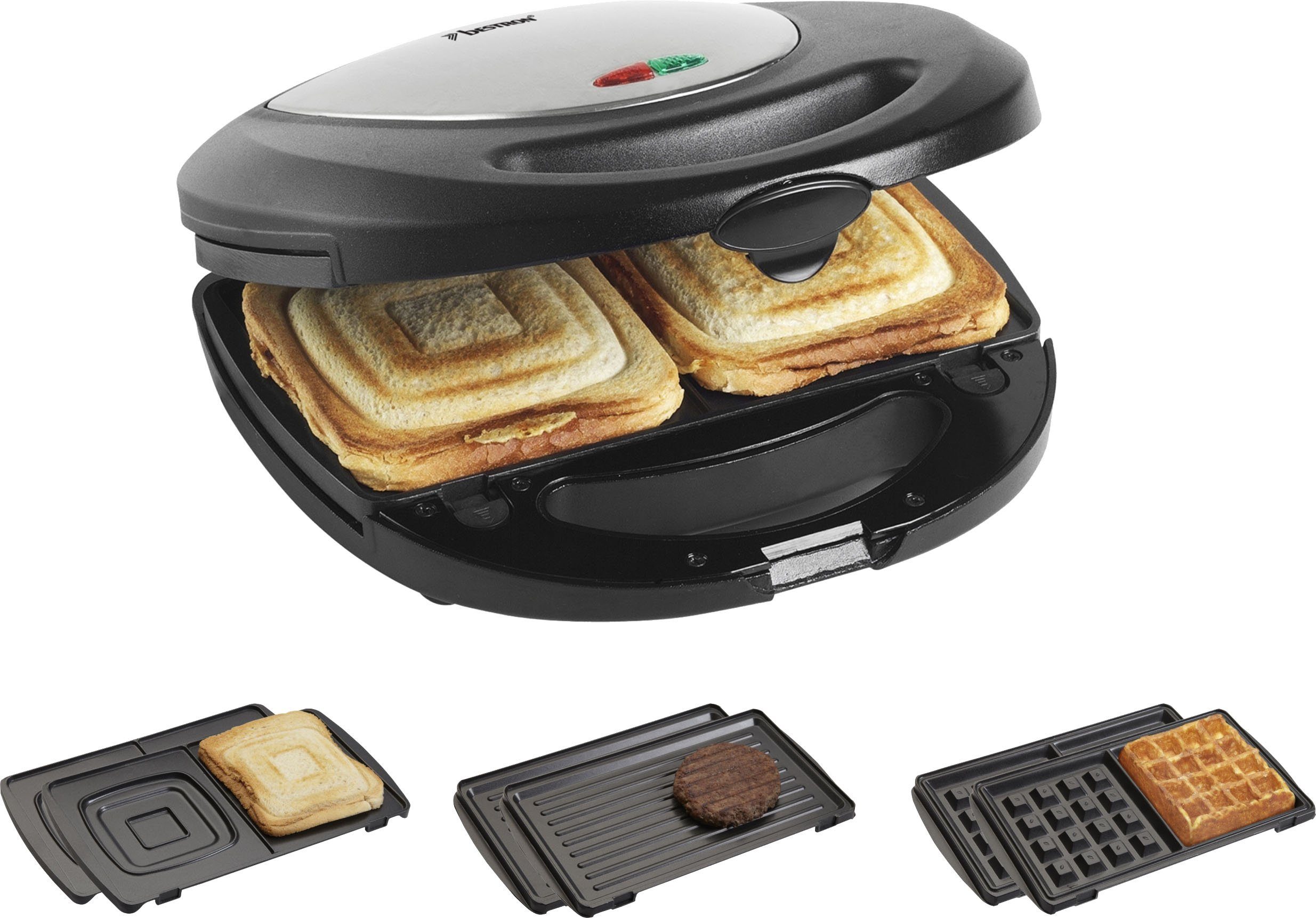 bestron Contactgrill ASM8010 3-in-1 apparaat, sandwichmaker, wafelijzer