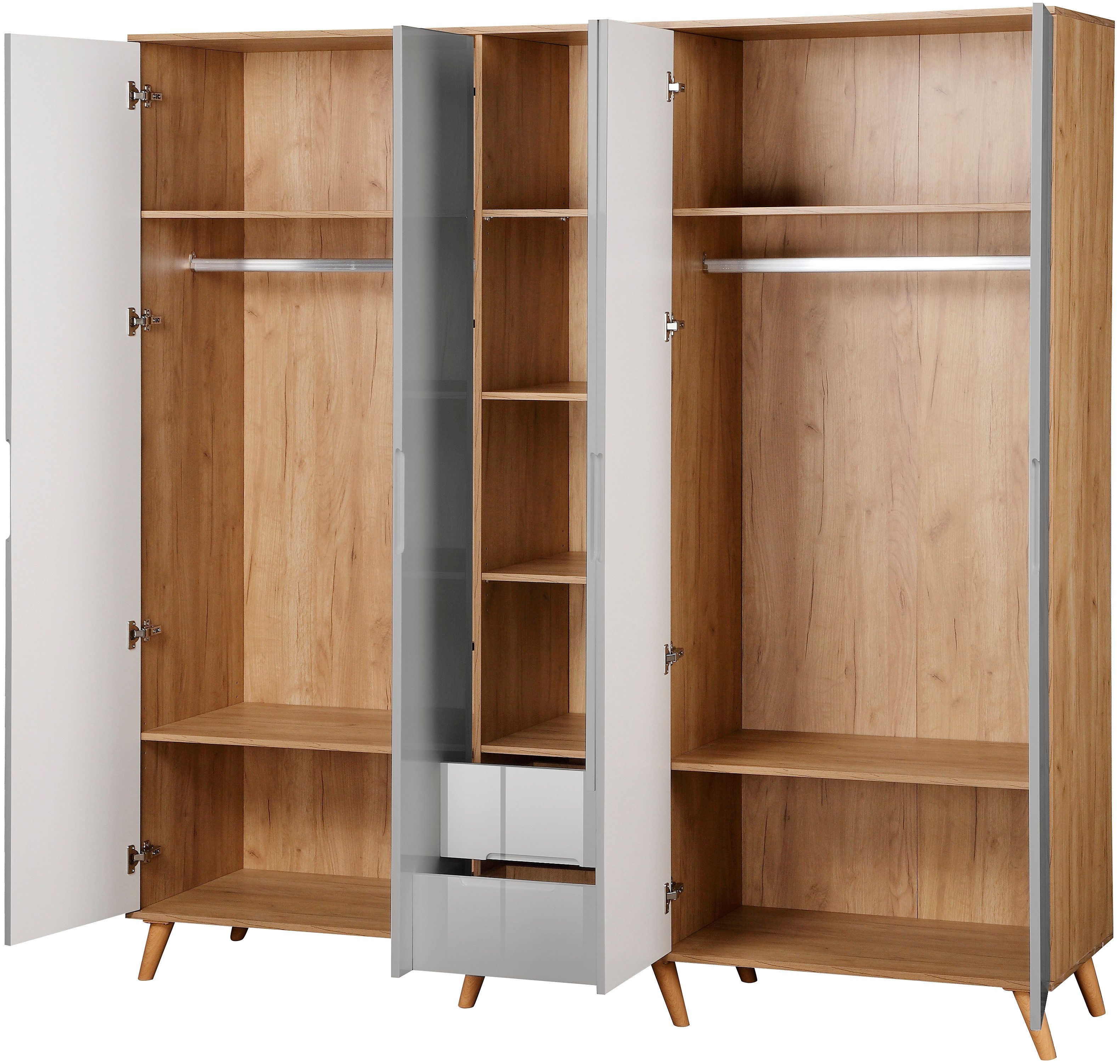 andas Kledingkast Lund slaapkamerkast bestseller in Scandinavisch design Kledingkast met premium binneninrichting, breedte 200 cm hoogglans