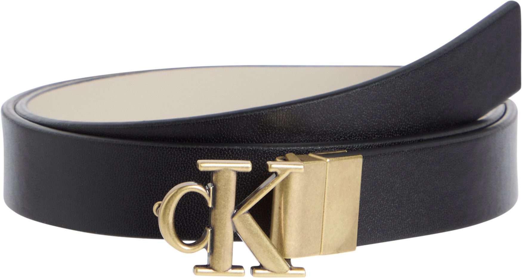 Calvin Klein Leren riem MONOGRAM PLACQUE BUCKLE 25MM REV