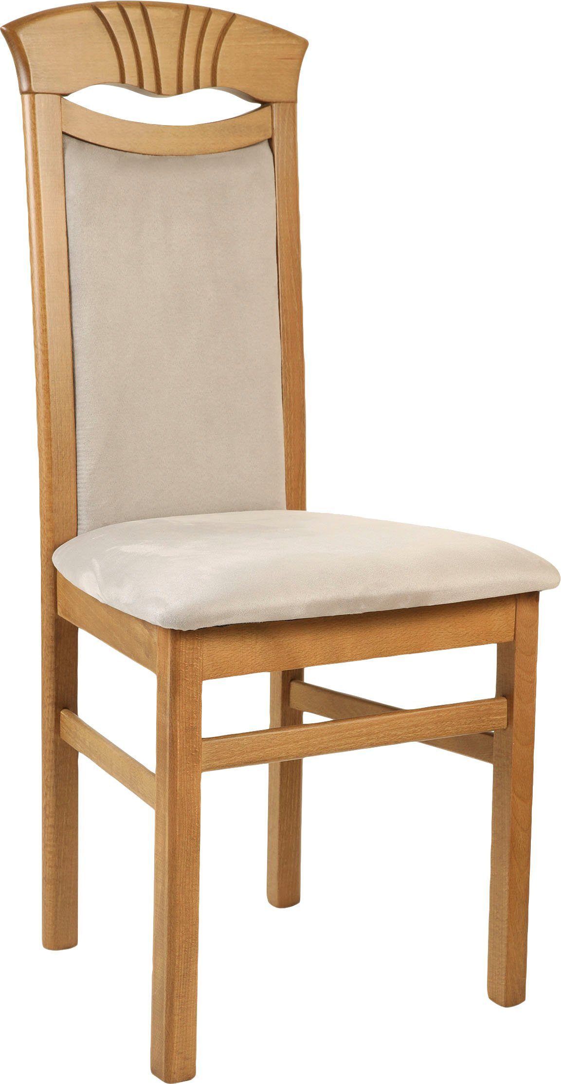 Home affaire Eetkamerstoel Franz slijtvast microvezel, onderstel beuken naturel of wit, houten stoel (set, 2 stuks)