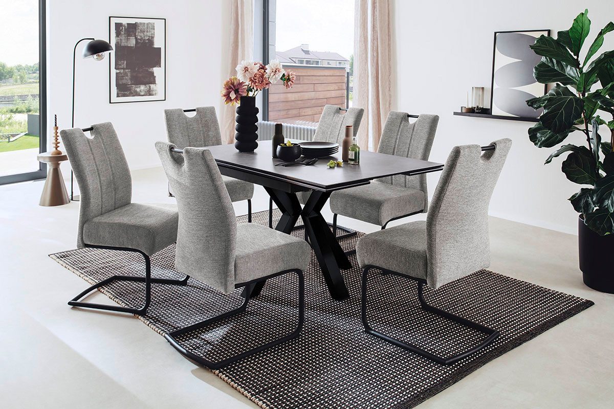MCA furniture Eettafel PALLINI uitschuifbare tafel 90-150 cm Keramiek, metaal, lengteschuif, uittrekbaar, tafelblad 13 mm