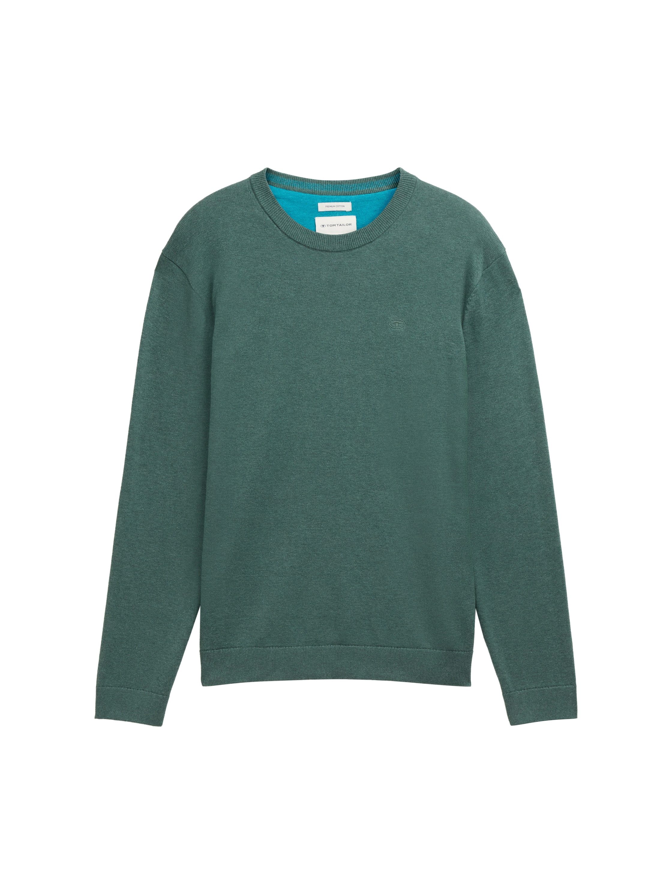 Tom Tailor Trui met ronde hals met geborduurd logo