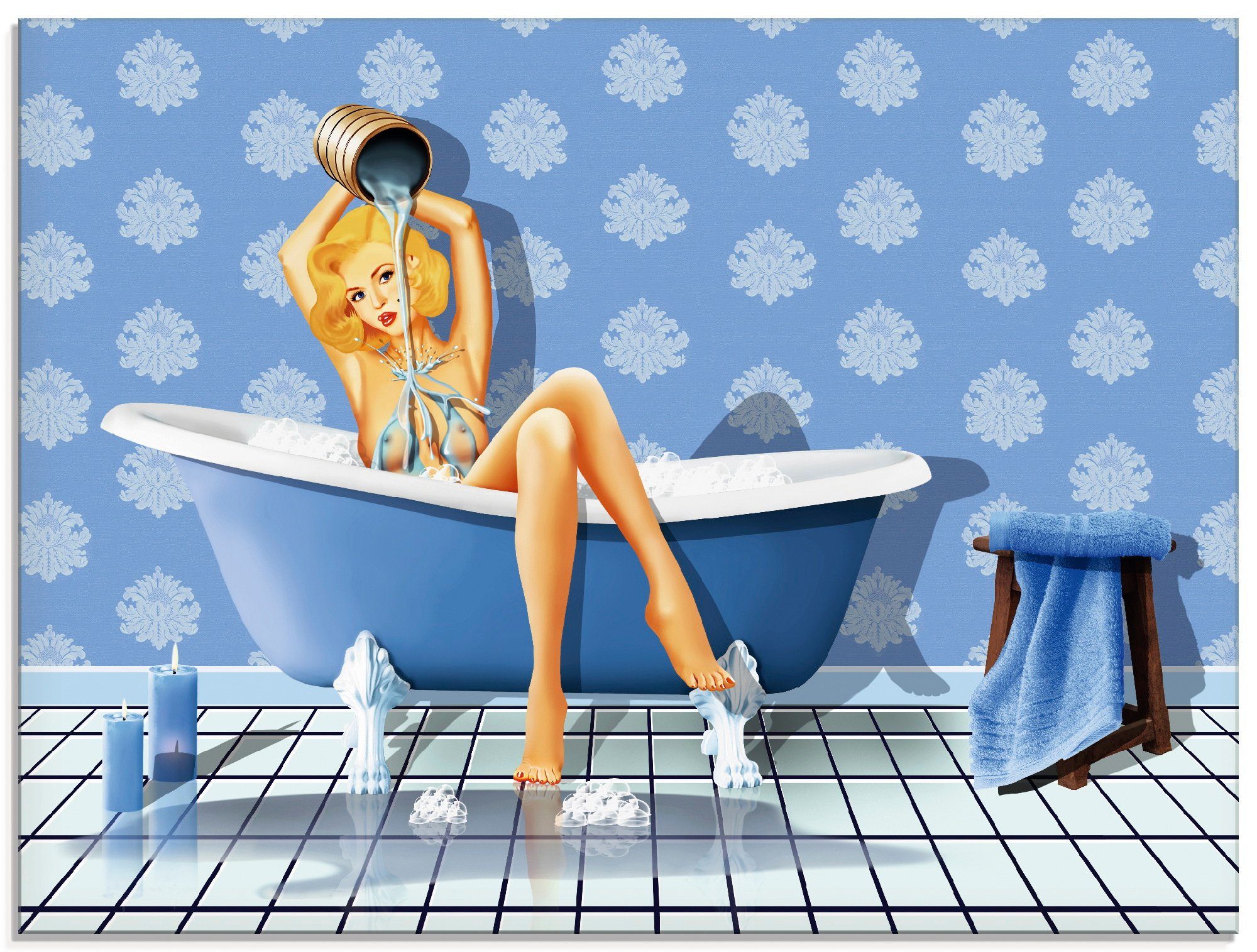 Artland Print op glas De sexy blauwe badkamer (1 stuk)