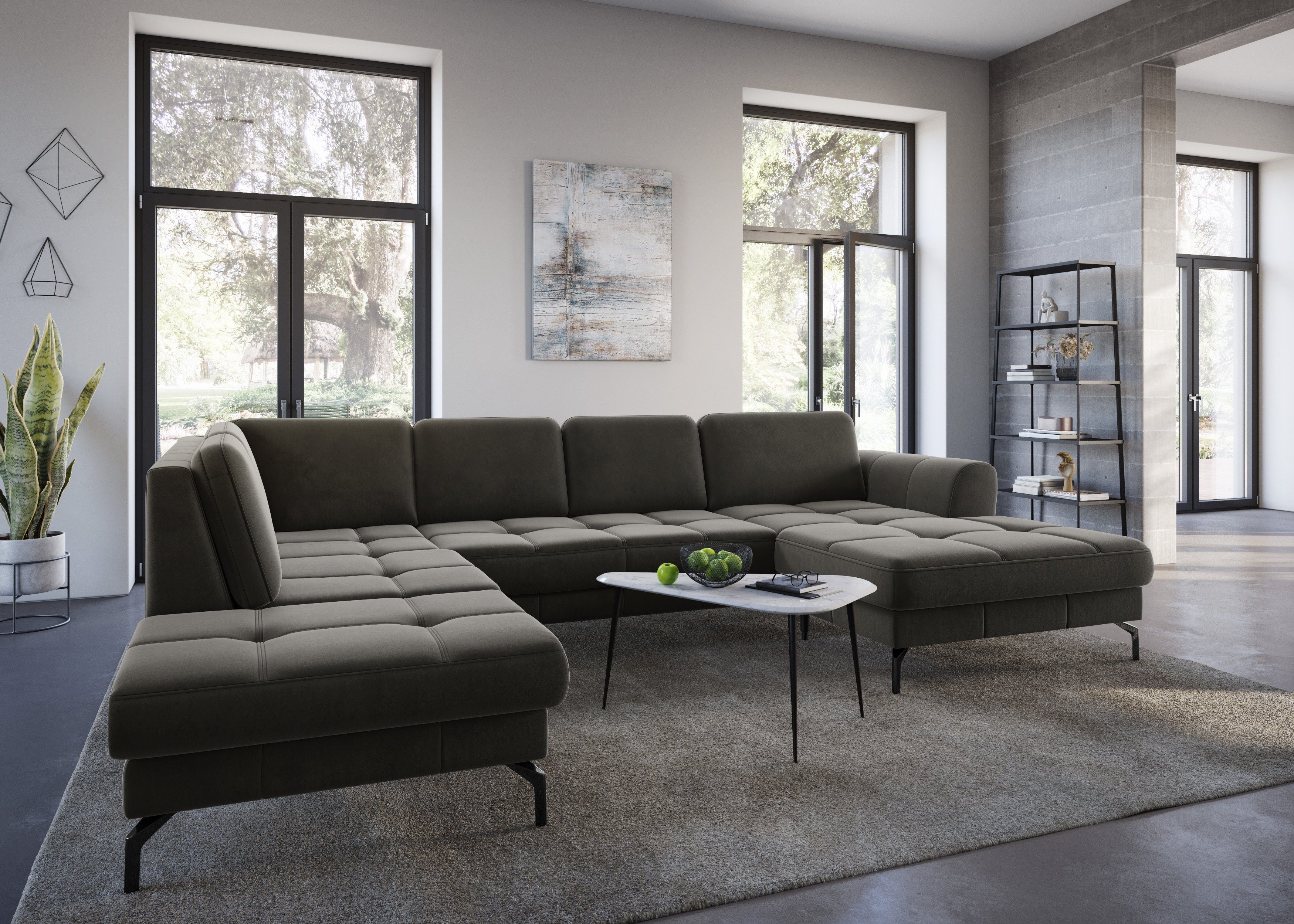 sit&more Zithoek Bendigo U-vorm inclusief zitdiepteverstelling, bodemvrijheid 15 cm, in 2 pootkleuren