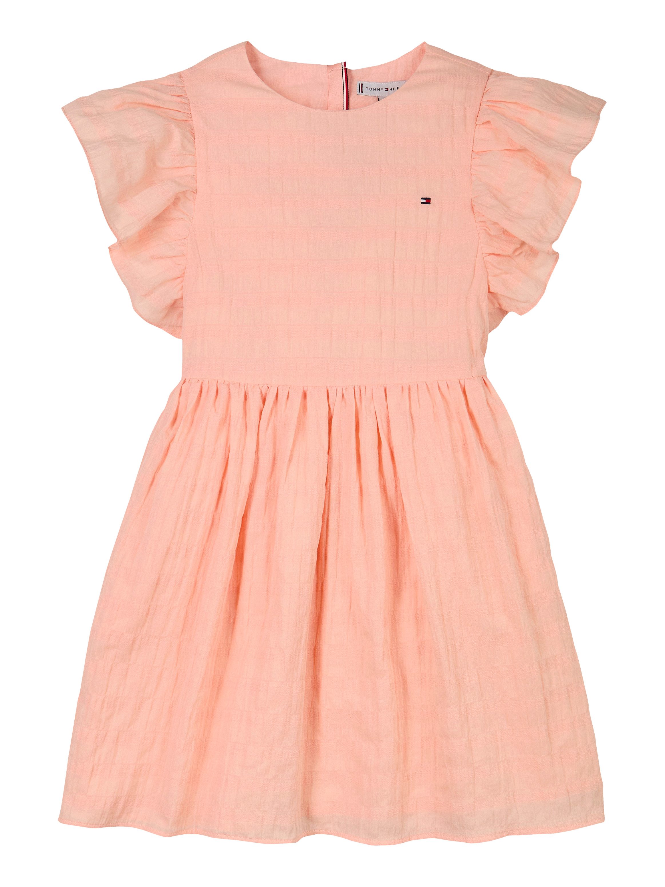 Tommy Hilfiger Zomerjurk TEXTURED COTTON met vleugel mouwen, met structuur