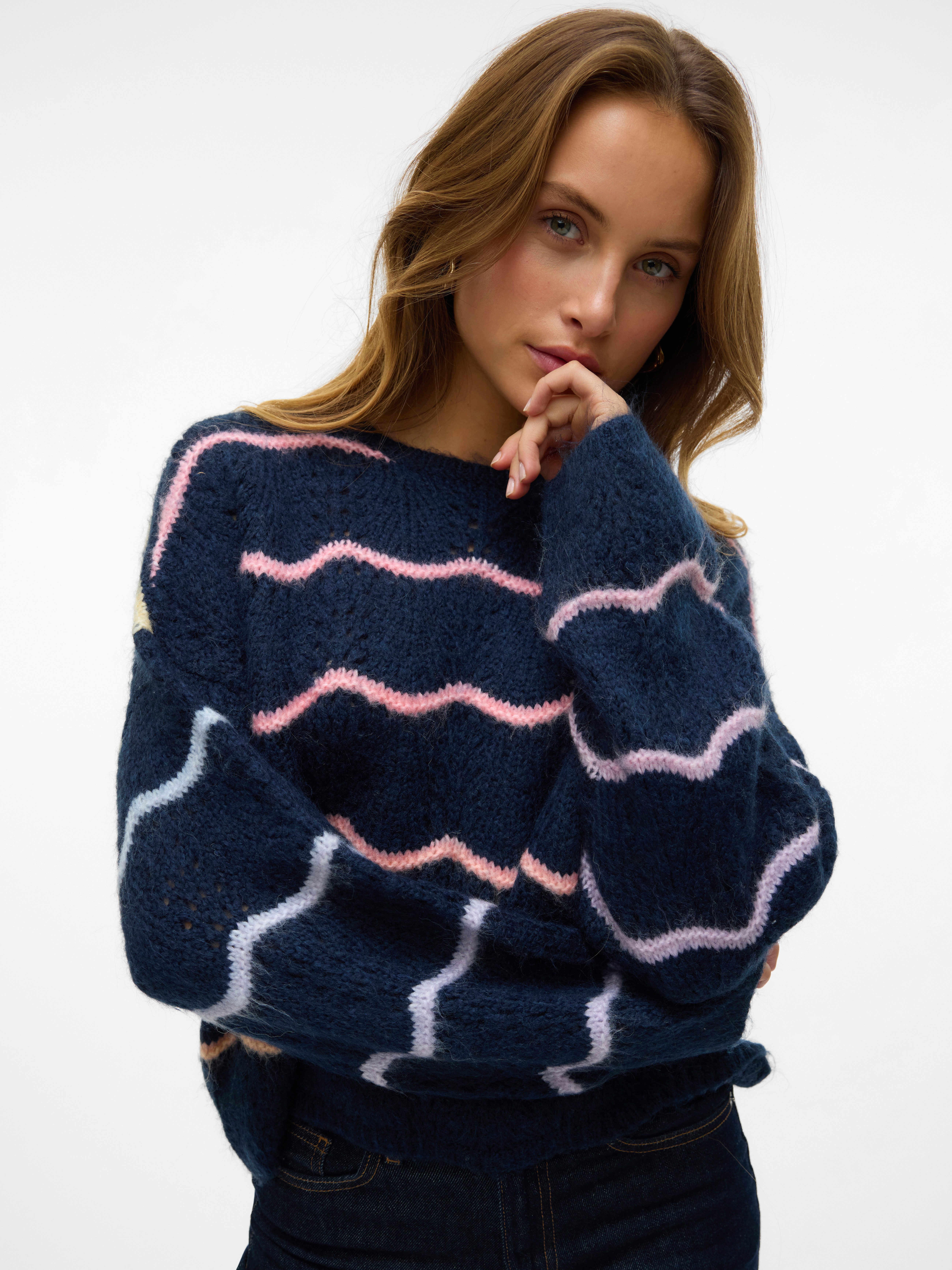 Vero Moda Trui met ronde hals VMHATTY LS O-NECK STITCH PULLOVER BOO