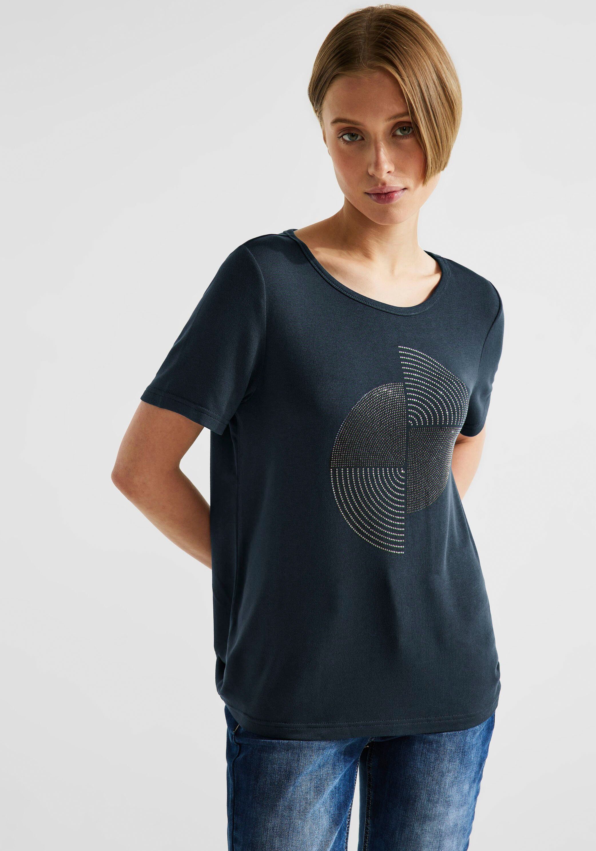 STREET ONE T-shirt met glinsterende artwork print