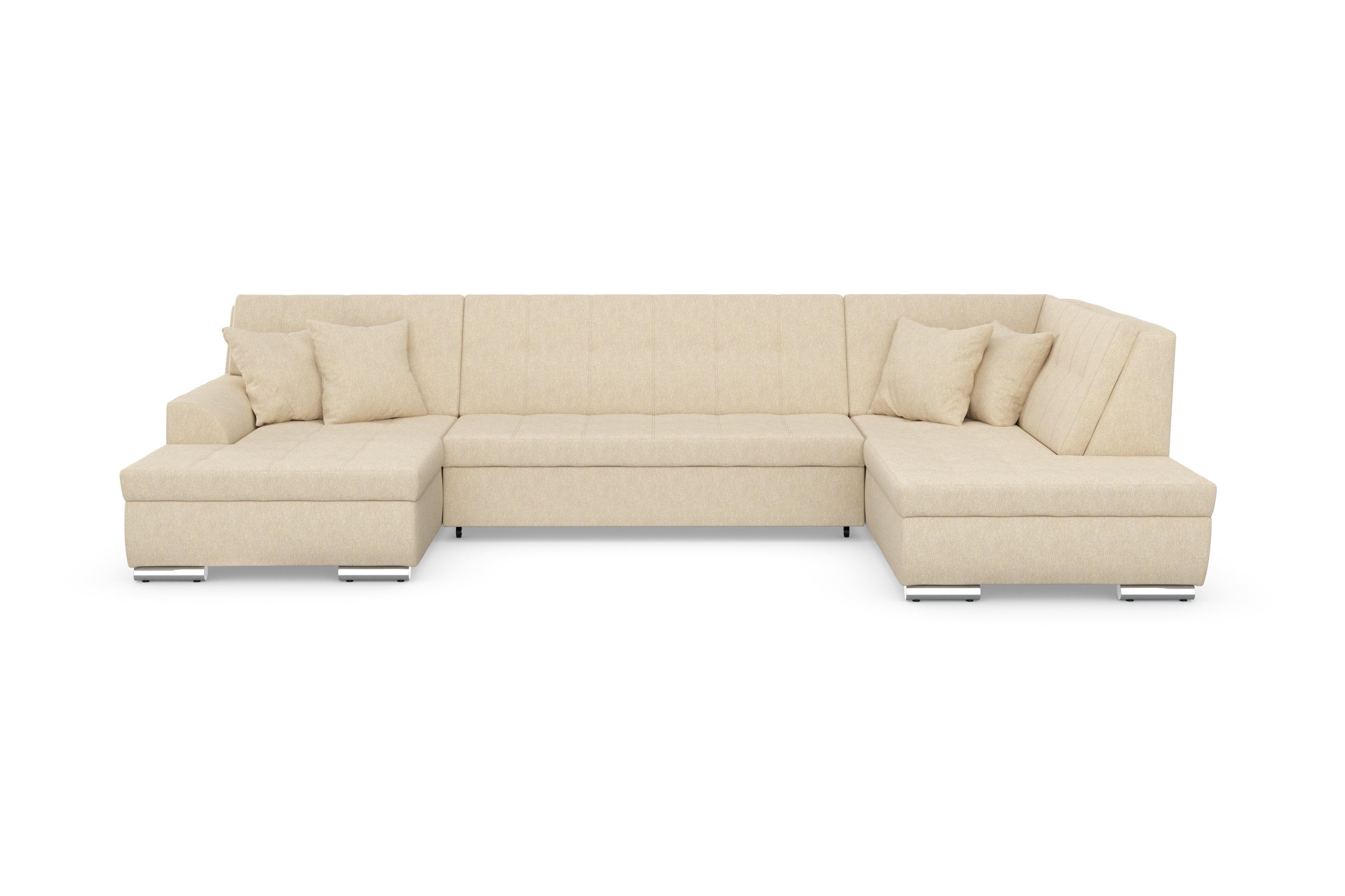 DOMO collection Zithoek Treviso inclusief sierkussen, moderne stiksels, XXL: B/D/H: 364/201/83 cm naar keuze met slaapfunctie, in vele soorten bekleding ook in cord u-model