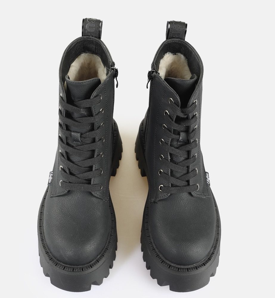 Buffalo Veterschoenen Aspen Lace Up Warm Plateauzolen, bikerboots met vetersluiting en ritssluiting