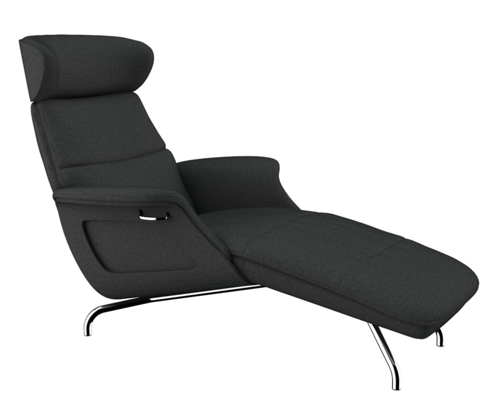 FLEXLUX Loungestoel Clement chaise longue, relaxstoel, ligstoel Rug- en hoofdsteunverstelling, armleuning gepolsterd geolied, voet van aluminium