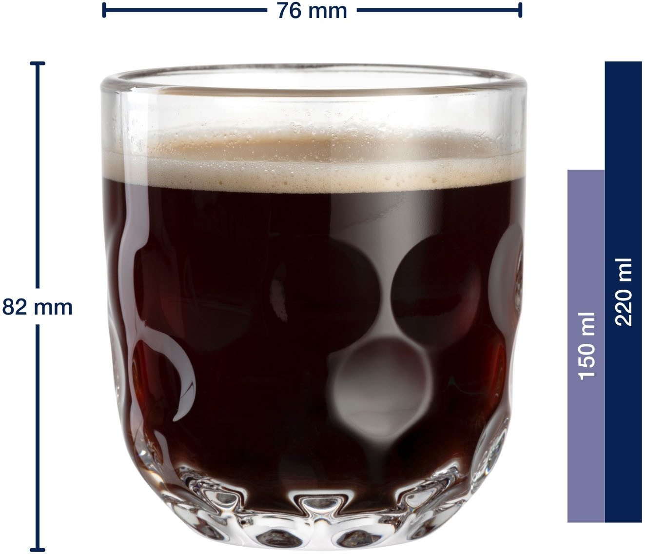 LEONARDO Glazenset Koffieglas GOCCE, 220 ml, 6-stuks set (set)