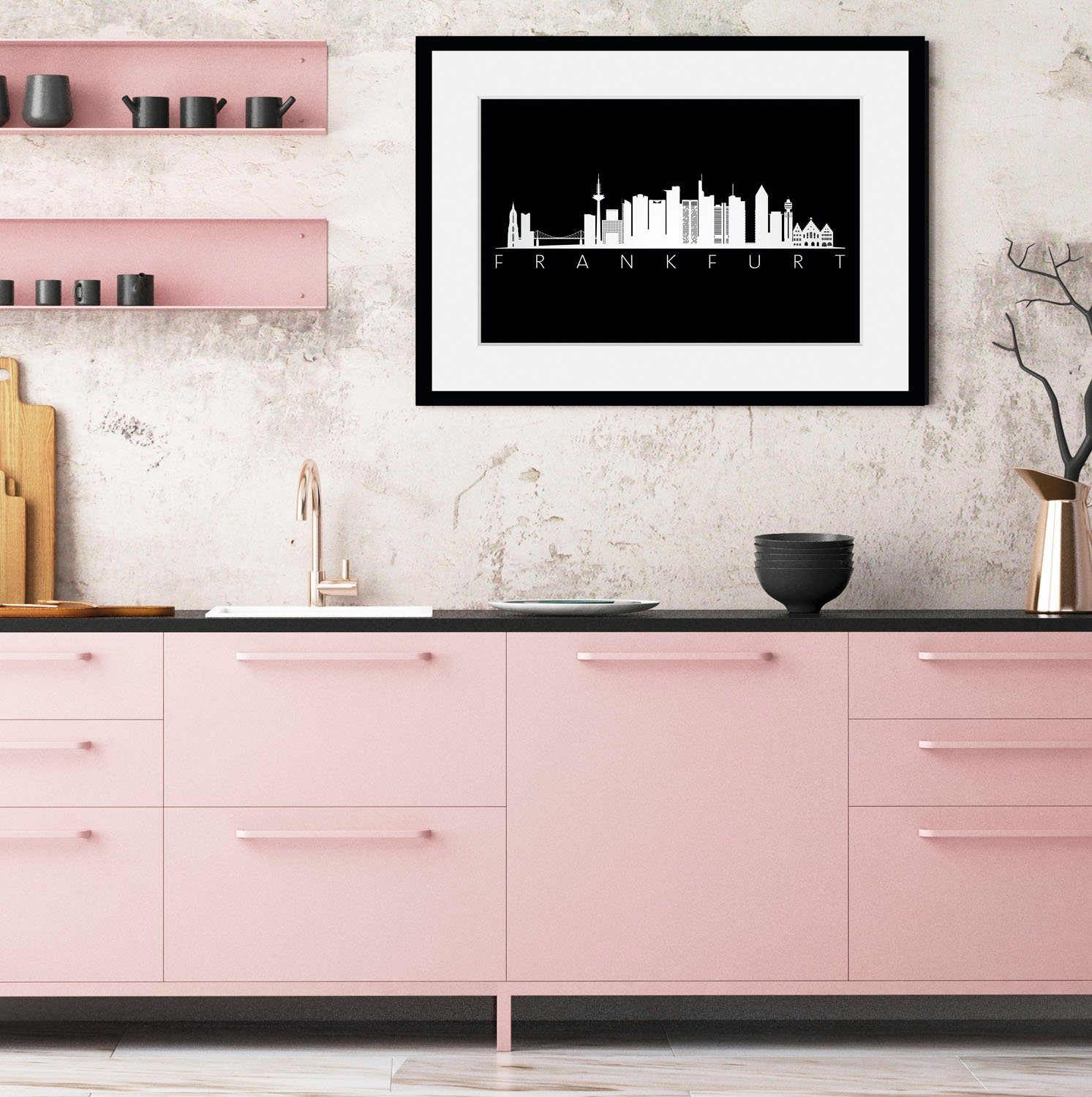 queence wanddecoratie Frankfurt Skyline BLACK