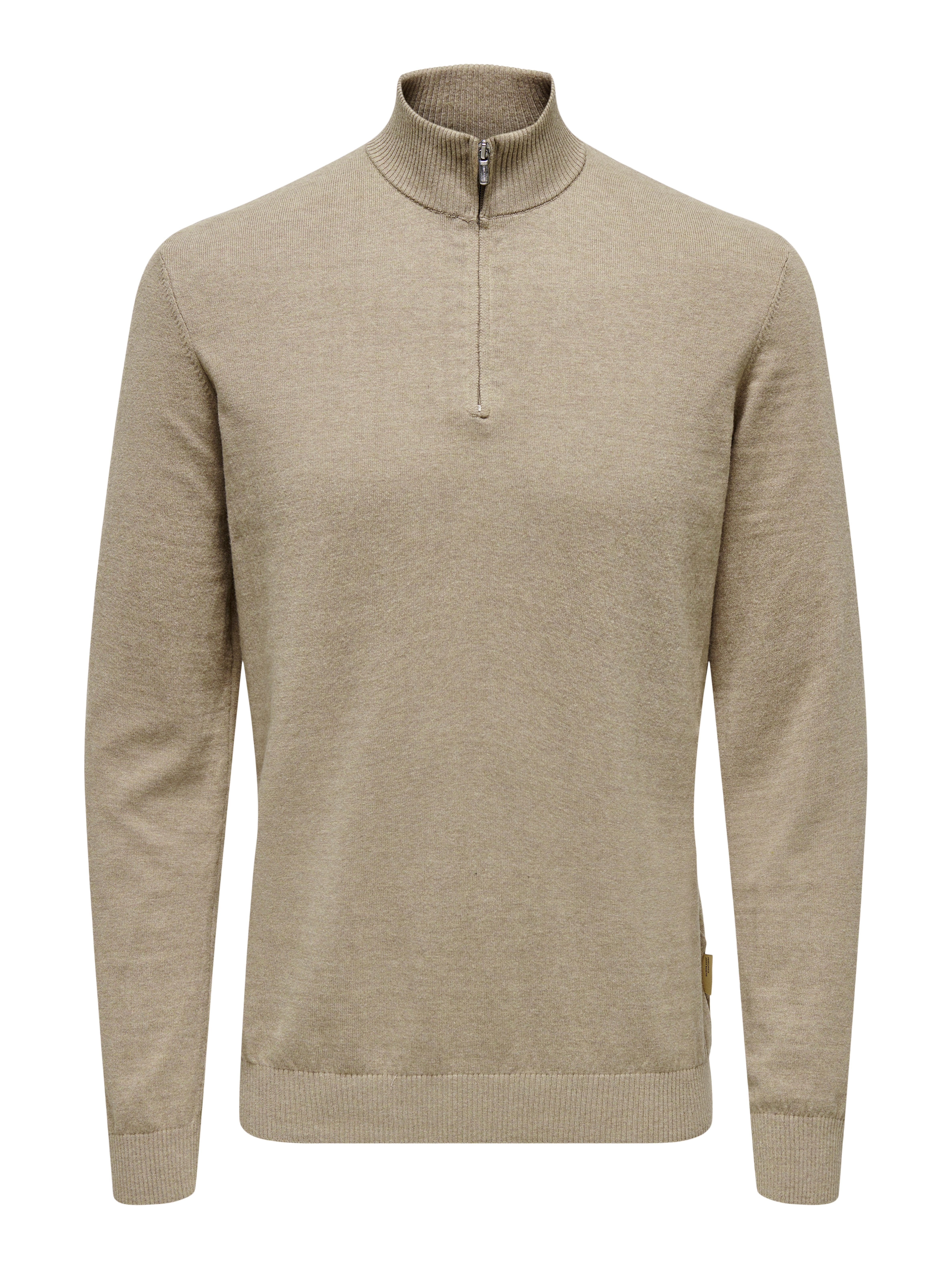 ONLY & SONS Schipperstrui ONSLOUI REG 12 MEL HALF ZIP KNIT NOOS