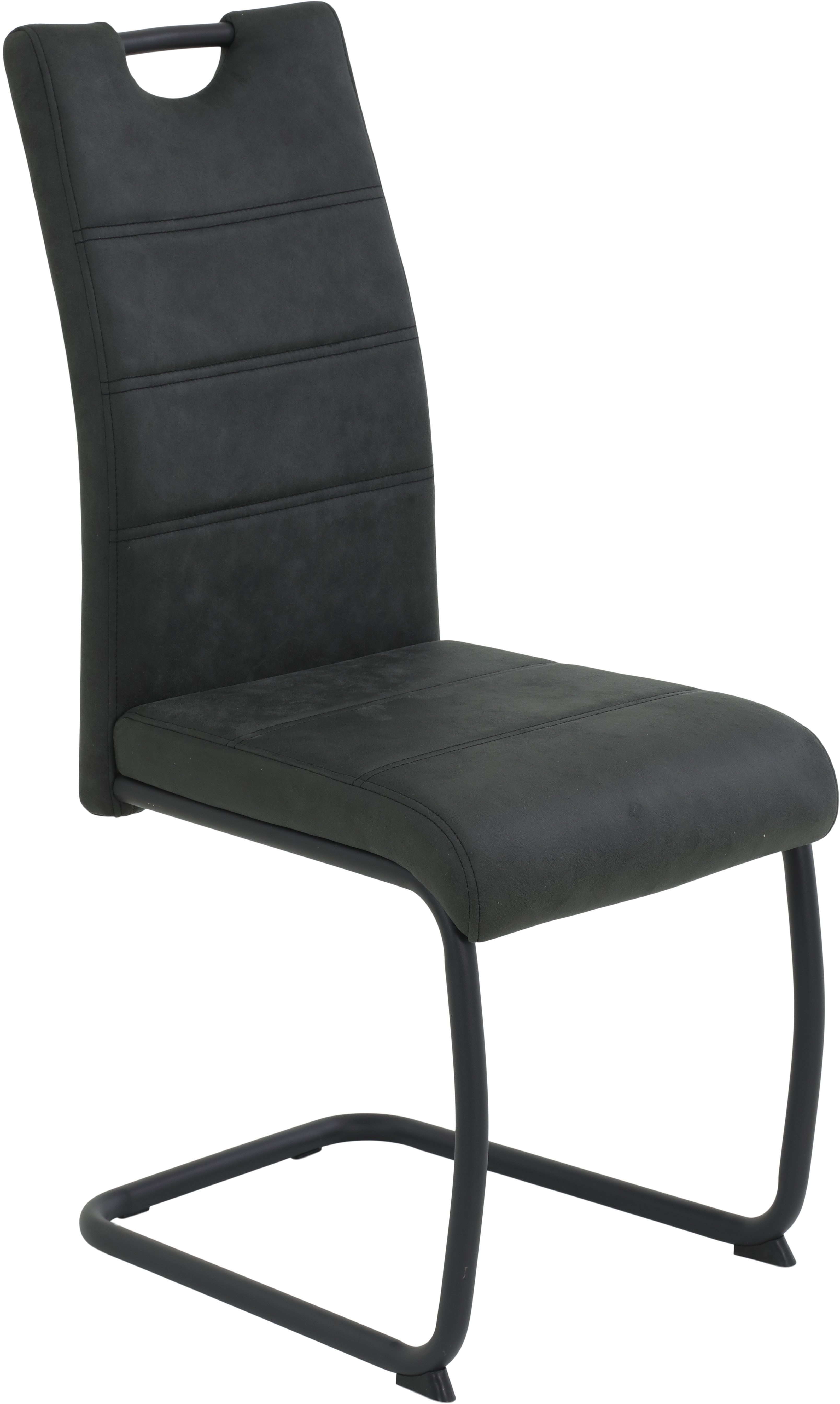 HELA Vrijdragende stoel DUNJA Schommelstoel, vintage look, met handvat, rond buisframe (1 stuk) zweefstoelen zwart