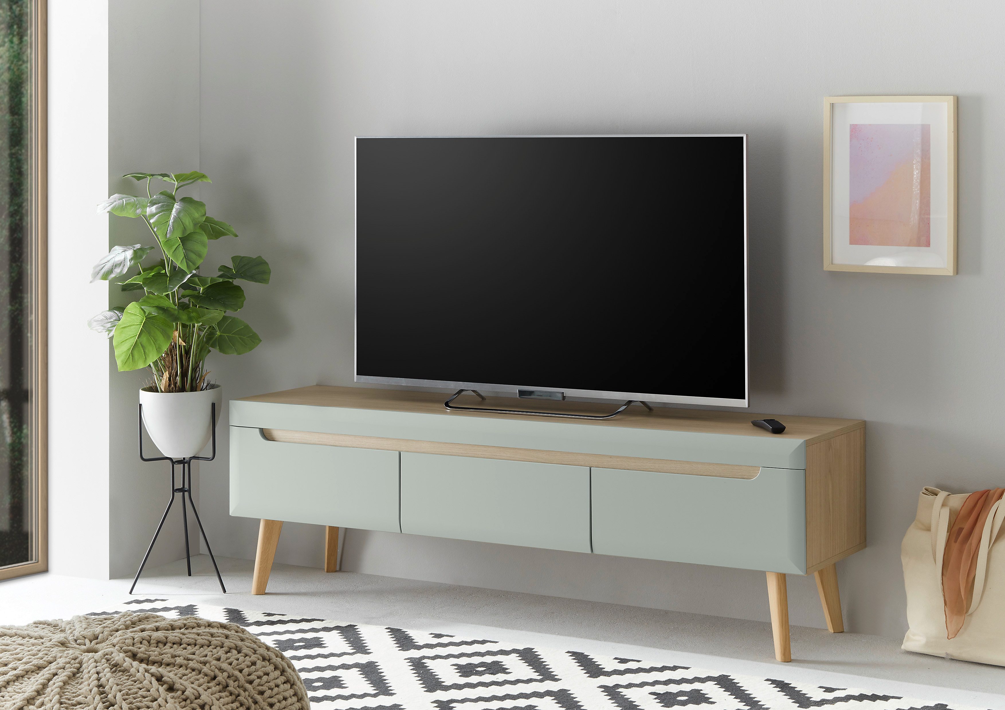 INOSIGN Tv-meubel Torge, TV-kast, TV-kommode, televisiekast, TV-bord afgeschuinde poten, drie kleuren, scandi design, 160 cm breed (1 stuk) lowboards