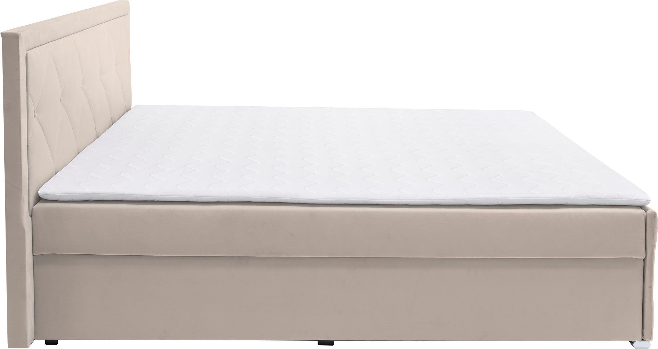 Leonique Boxspring Alfie, bestseller! Inclusief bedlade & topper Optioneel met knoopstiksels of strassstenen, H2, H3 en H4 verkrijgbaar