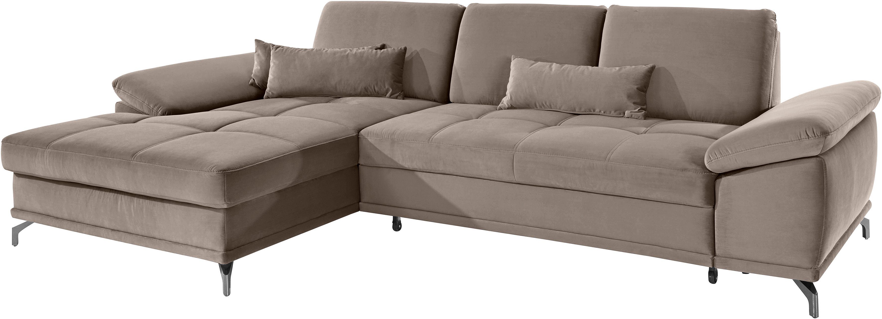 Places of Style Hoekbank Costello L-vorm, met zitdiepteverstelling, armleuningverstelling en