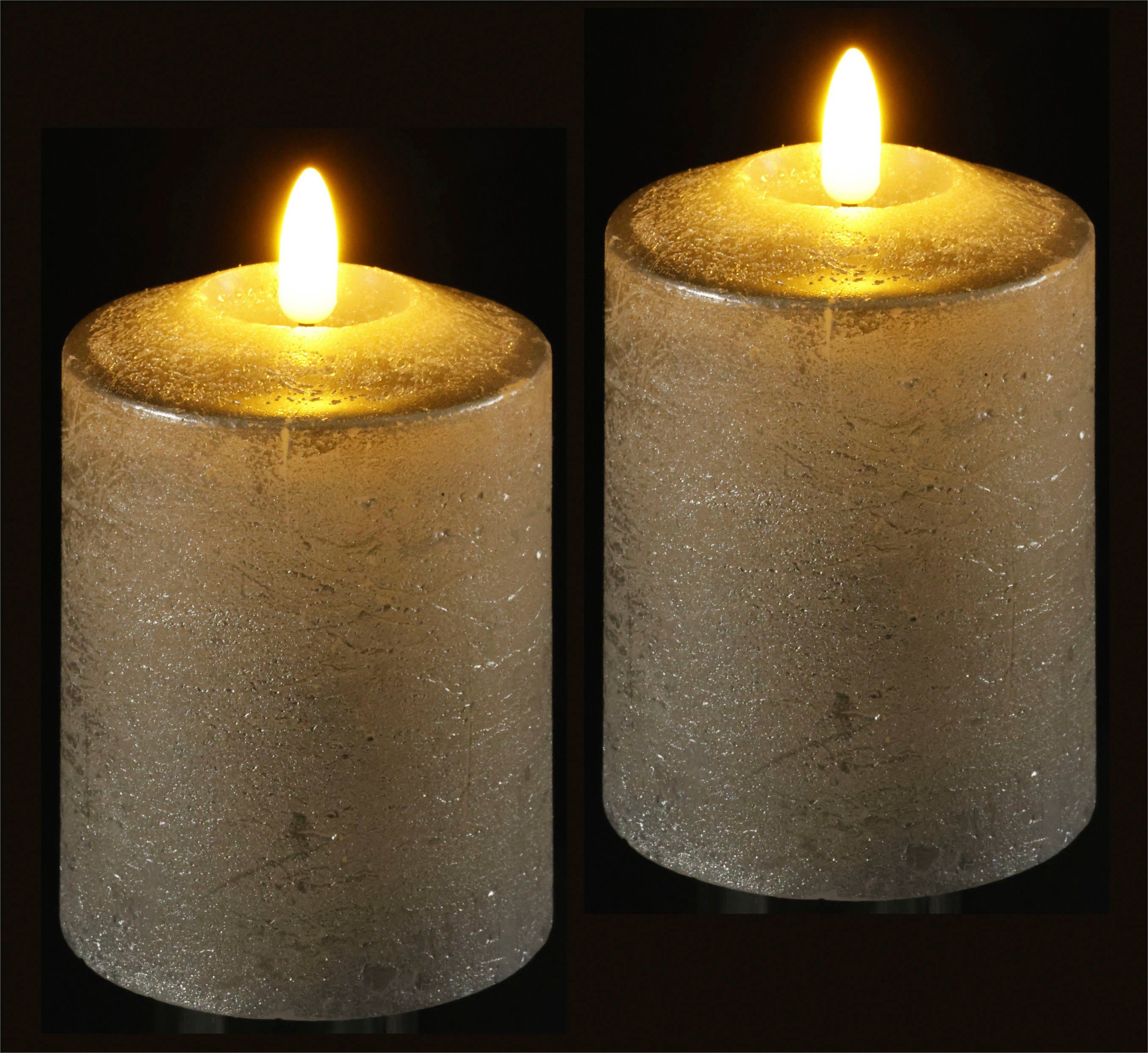 I.GE.A. Led-kaars Batterijgevoede LED-kaarsen van echtwas, hoogte ca. 10 cm (set, 2-delig)