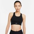 nike sport-bh dri-fit swoosh women's medium-support 1-piece padded longline sports bra zwart
