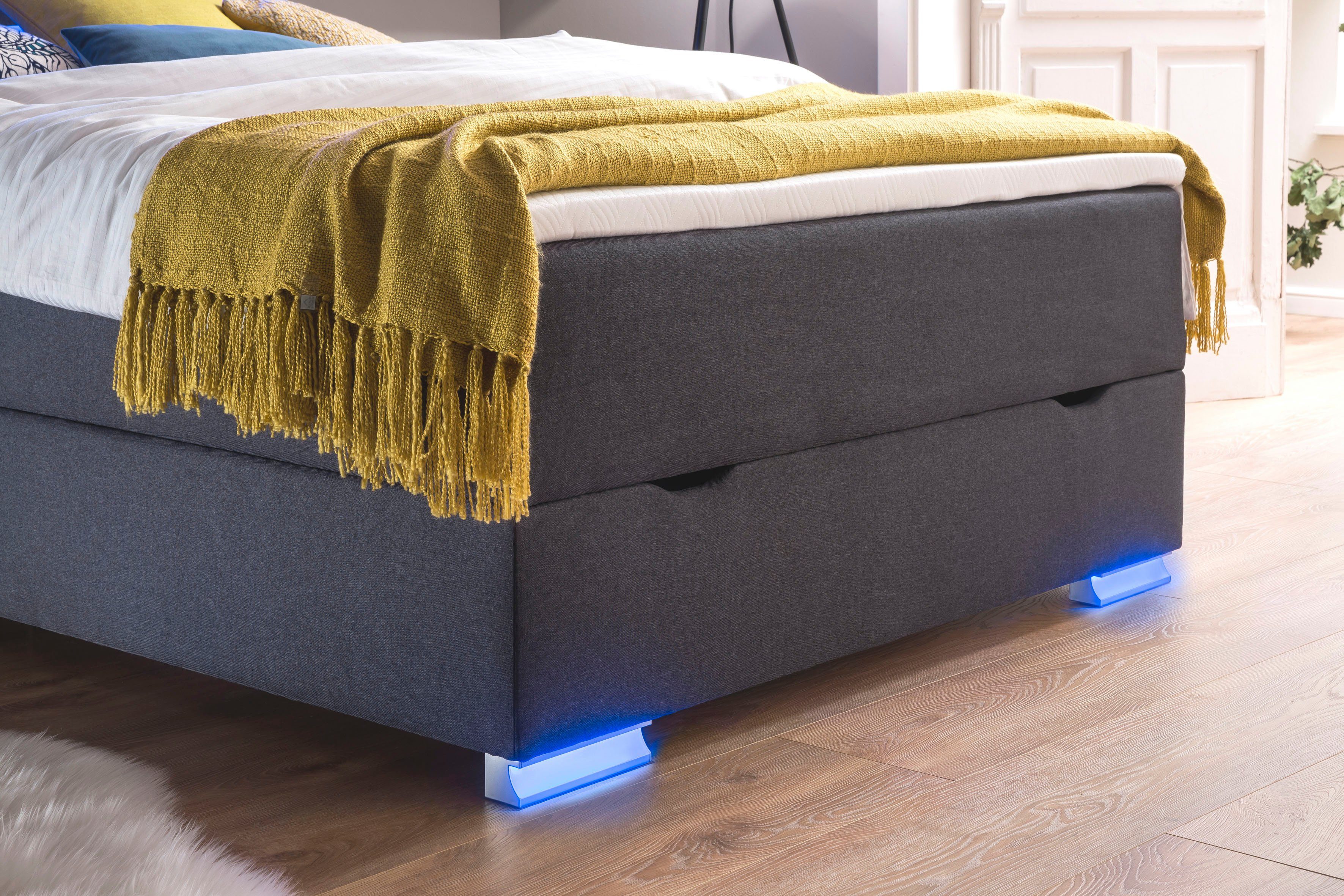 meise.möbel Boxspring Las Vegas Voeten en hoofdbord met ledverlichting, met bedkist en topmatras