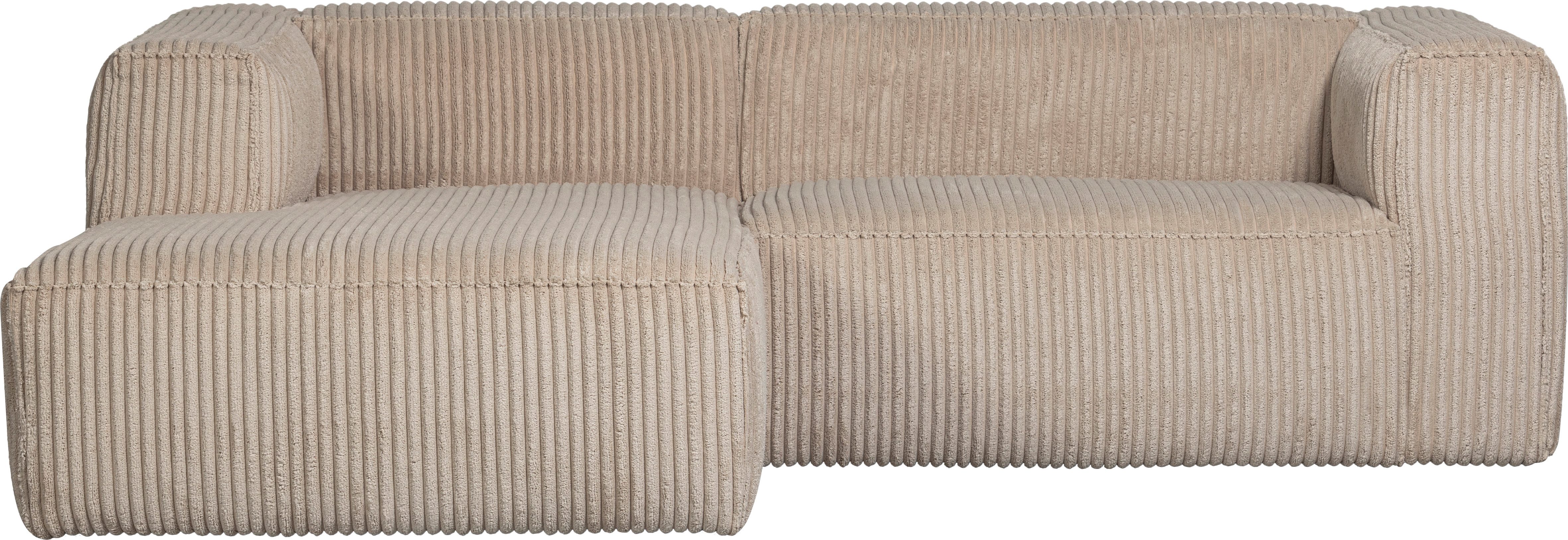 WOOOD Bean Chaise Longue Links Ribstof Travertin 73x254x178