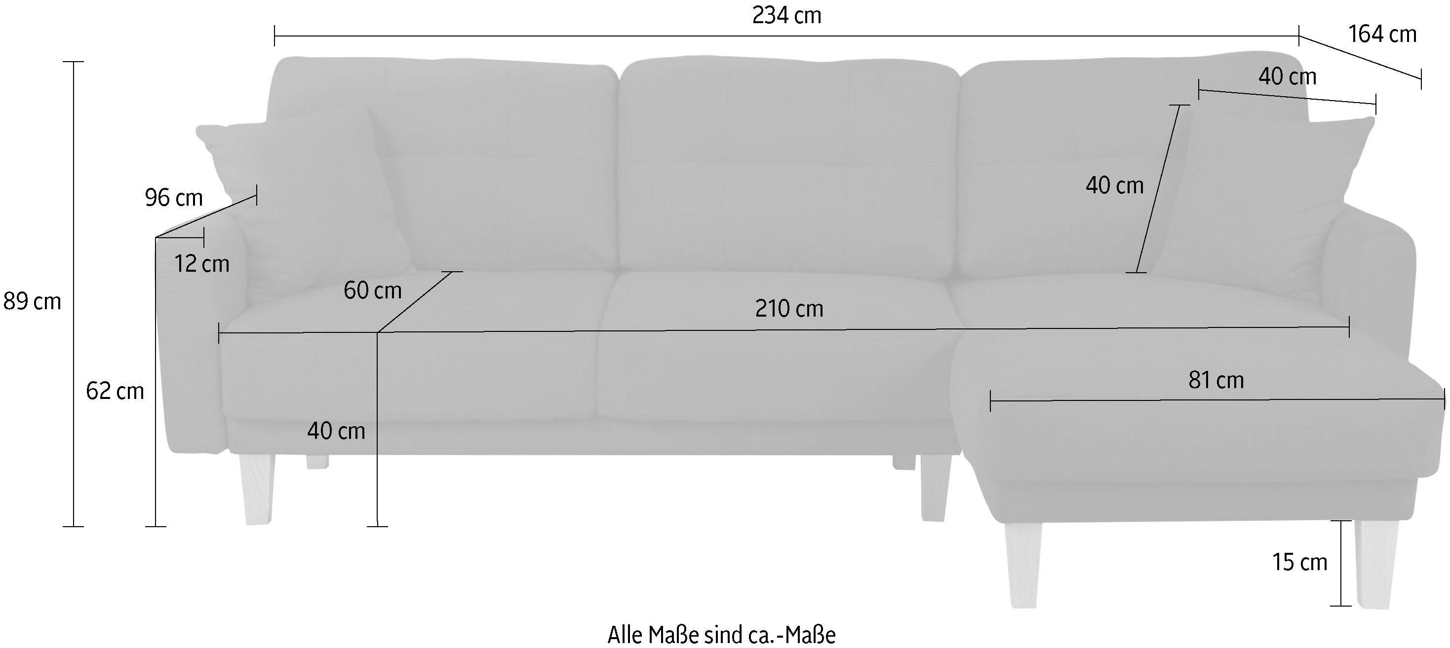 Home affaire Hoekbank TRIPLO optionele slaapbank met bedlade, afmetingen B/D/H: 234/164/89 cm