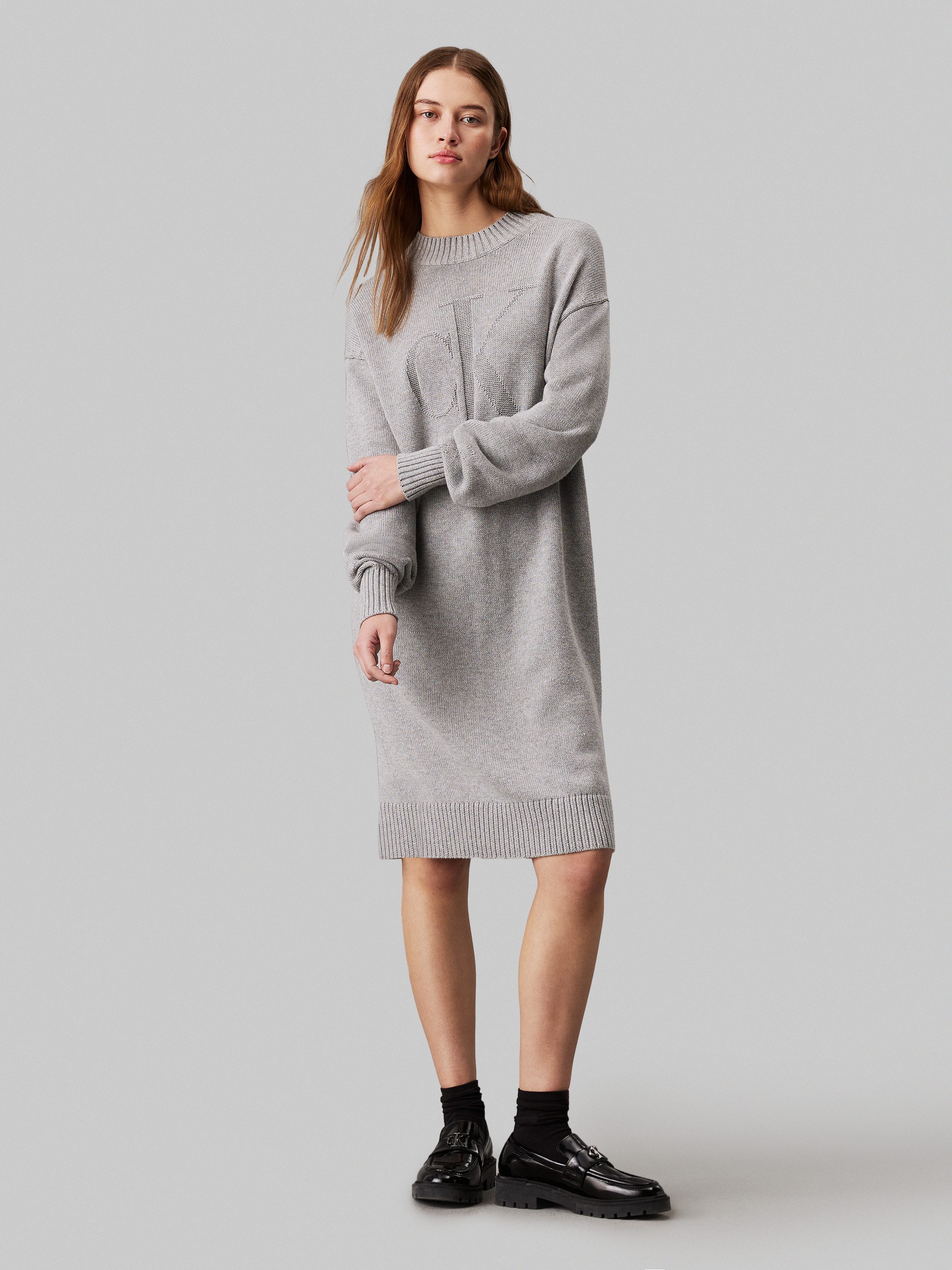 Calvin Klein Sweatjurk CK INTARSIA LOOSE SWEATER DRESS