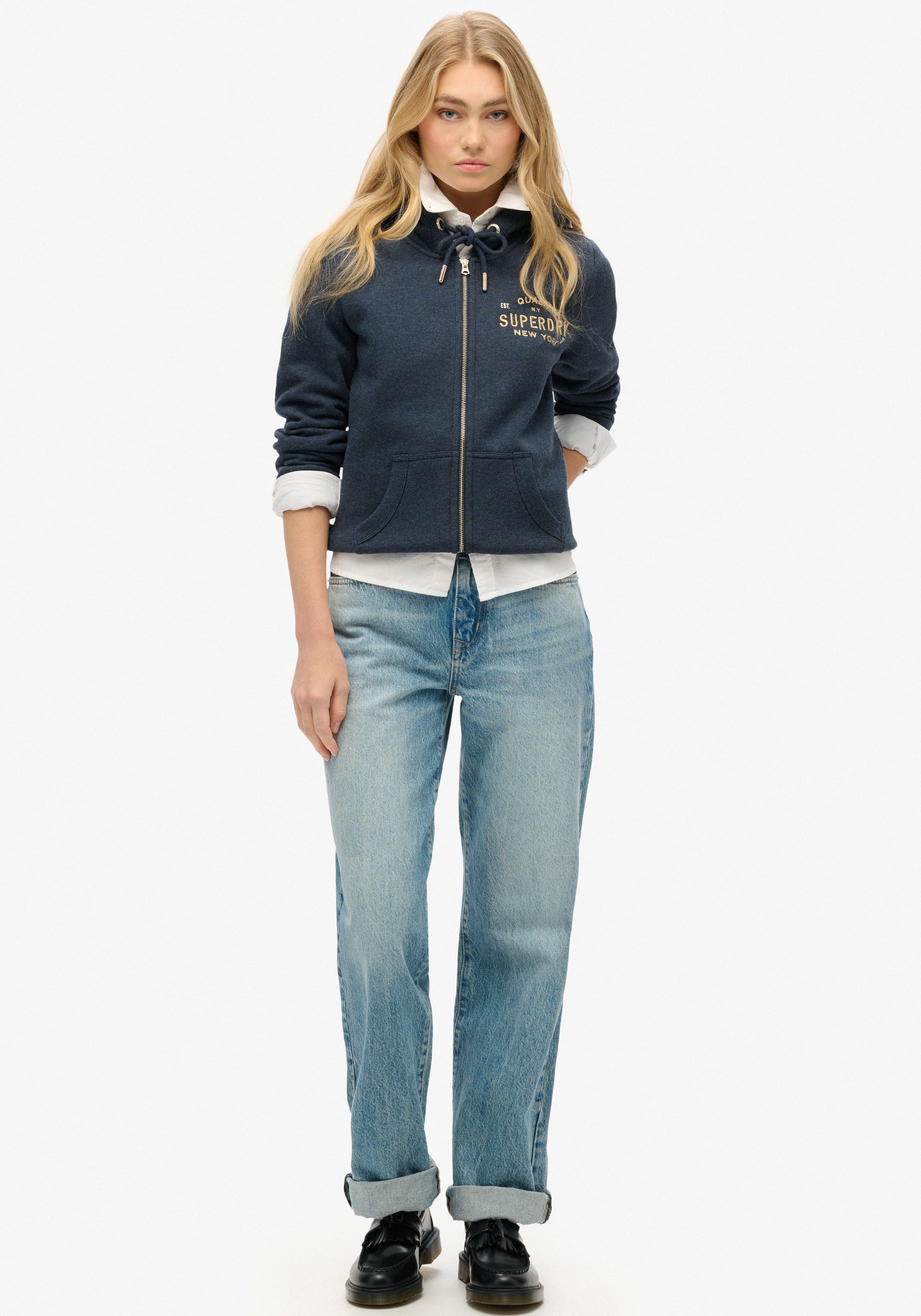 Superdry Sweatvest SU-Luxe Metallic Logo Ziphood