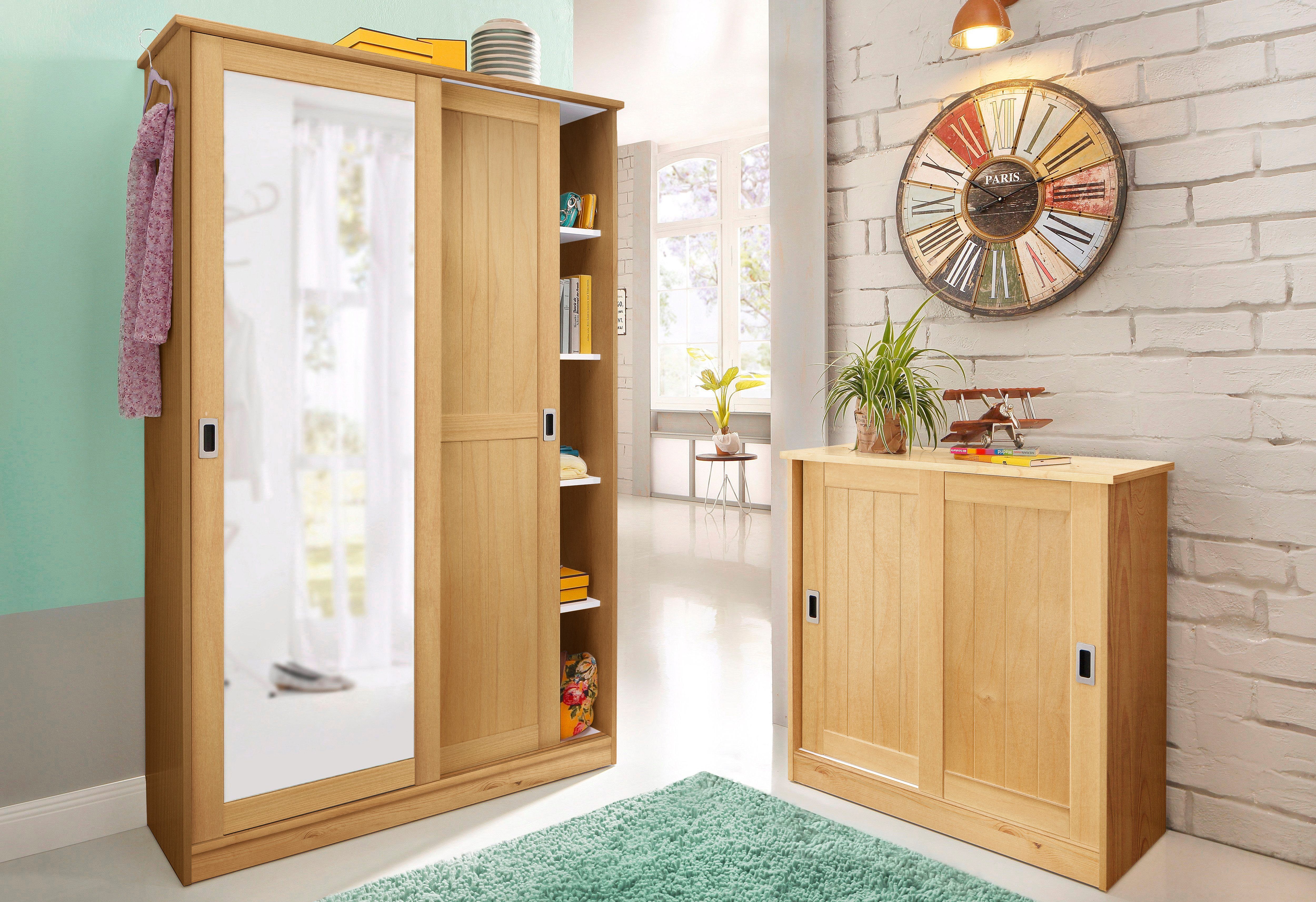 Home affaire Kledingkast Nekso met spiegel, breedte 114 cm, van mdf of massief hout, fsc®