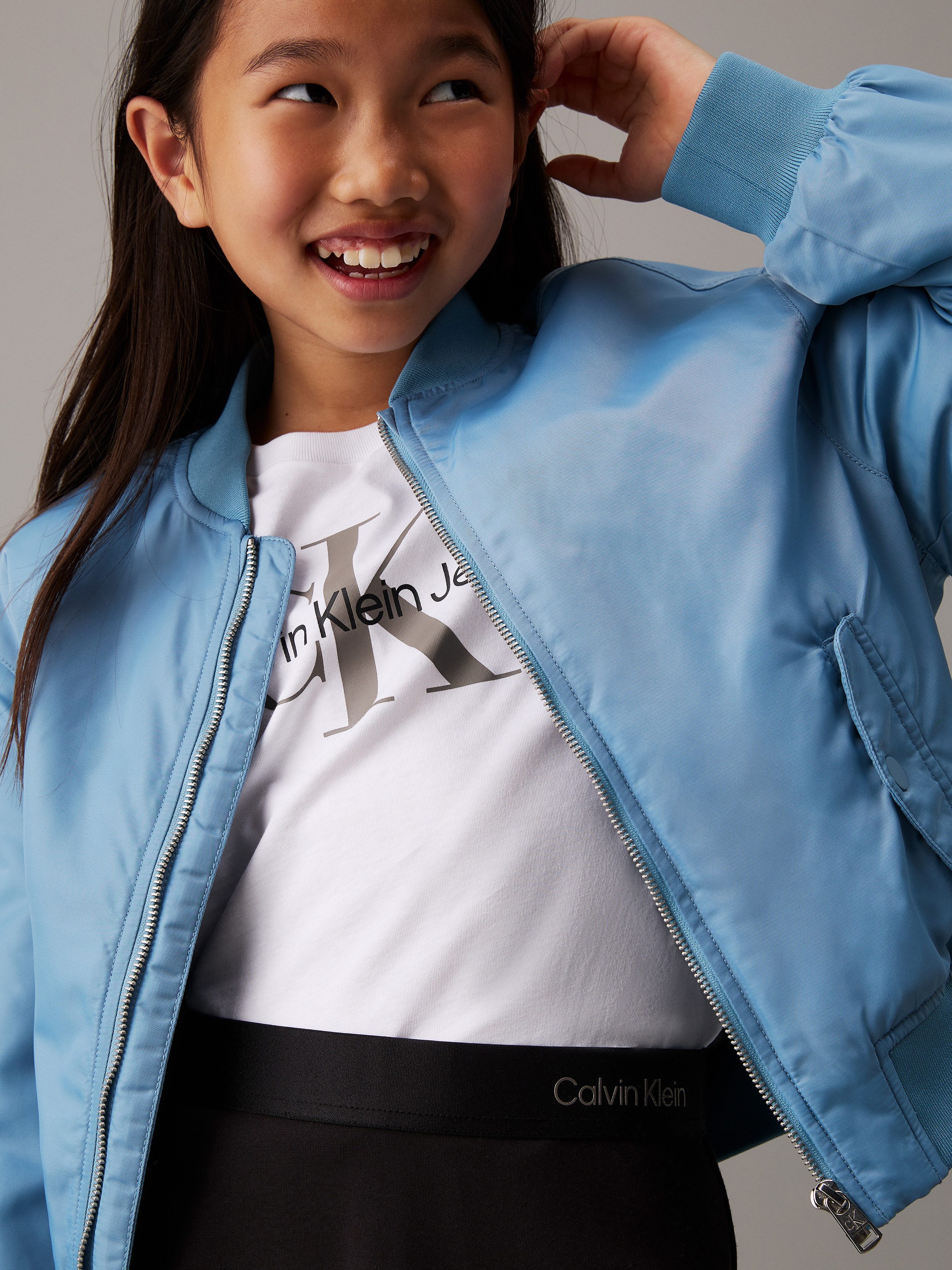 Calvin Klein Minirok LOGO TAPE FLARE PUNTO SKIRT voor kinderen tot 16 jaar, met elastische tailleband