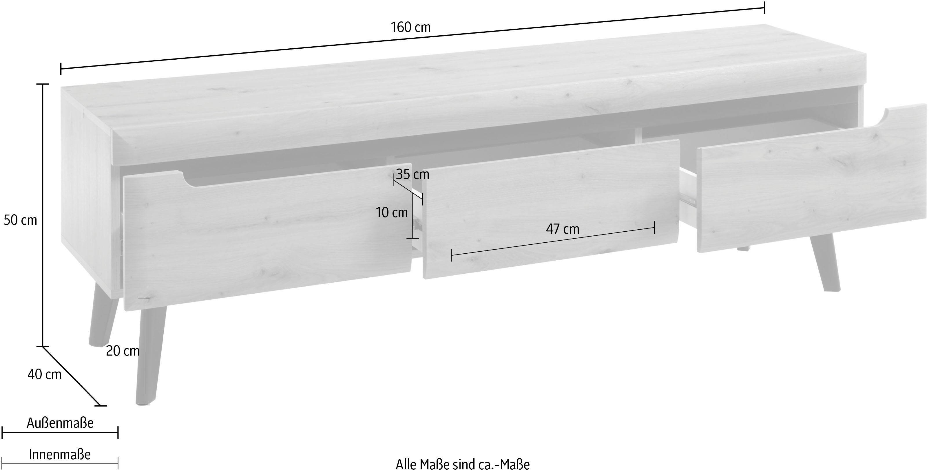 INOSIGN Tv-meubel Torge, TV-kast, TV-kommode, televisiekast, TV-bord afgeschuinde poten, drie kleuren, scandi design, 160 cm breed (1 stuk)