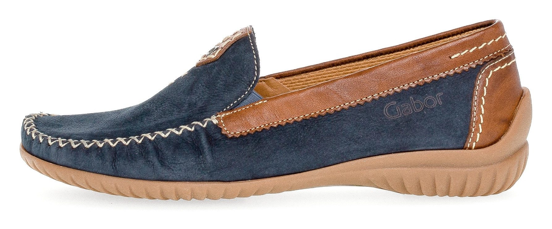 Gabor Mocassins Florence , slipper, instapschoen, comfortabele schoen met contrastnaad, breedte g (=wijd)