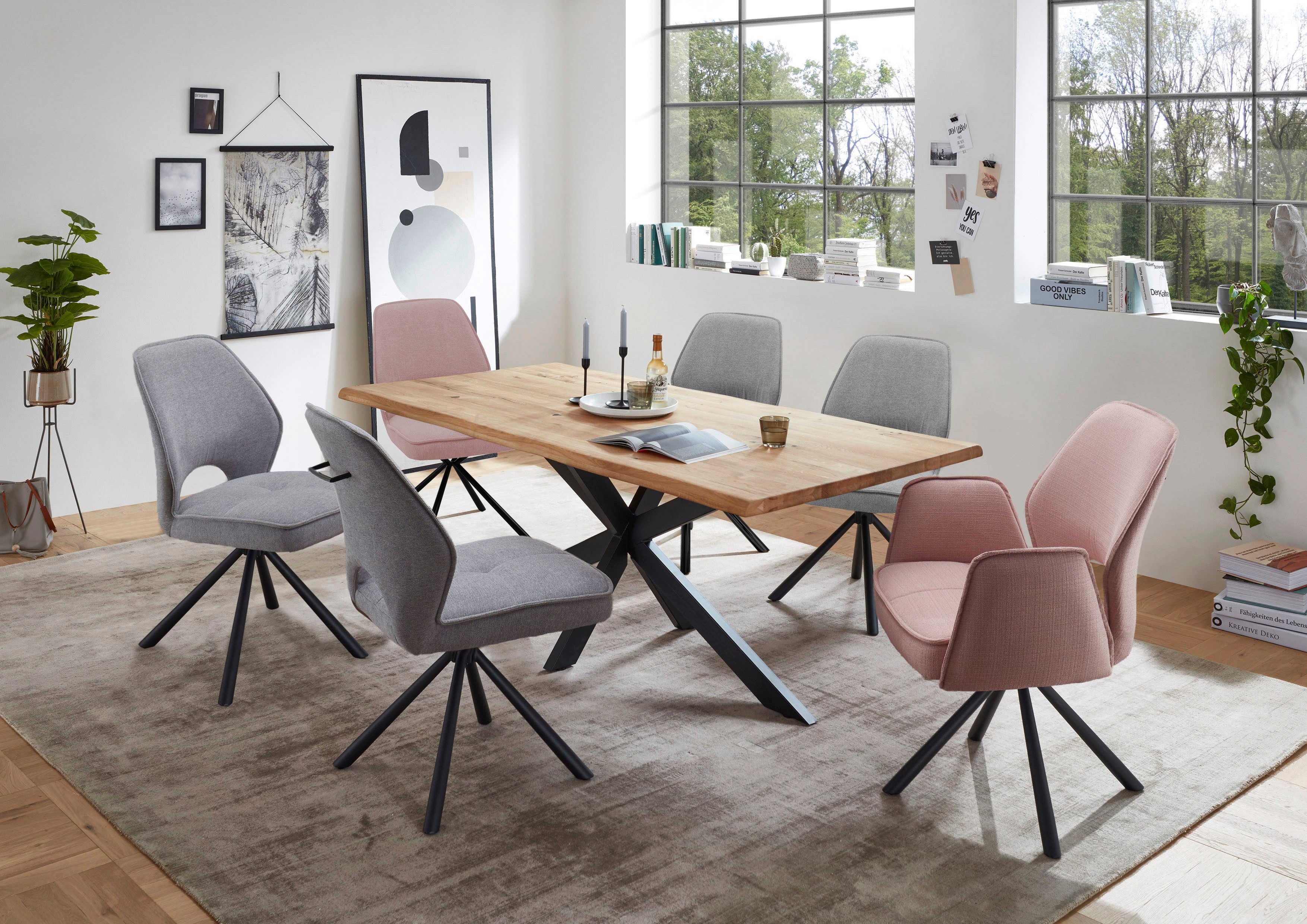 Stolkom Eettafel TOM, TOPSELLER! 200 cm breed massief eikenhout met boomrand