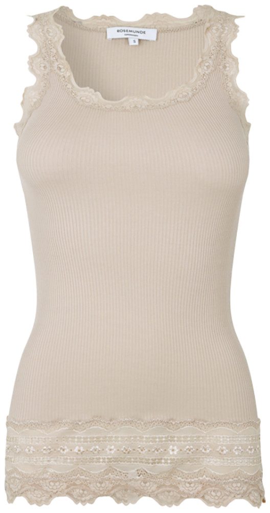 rosemunde Tanktop Benita Silk Top Camisole met vintage kant aan de halslijn, brede elastische...