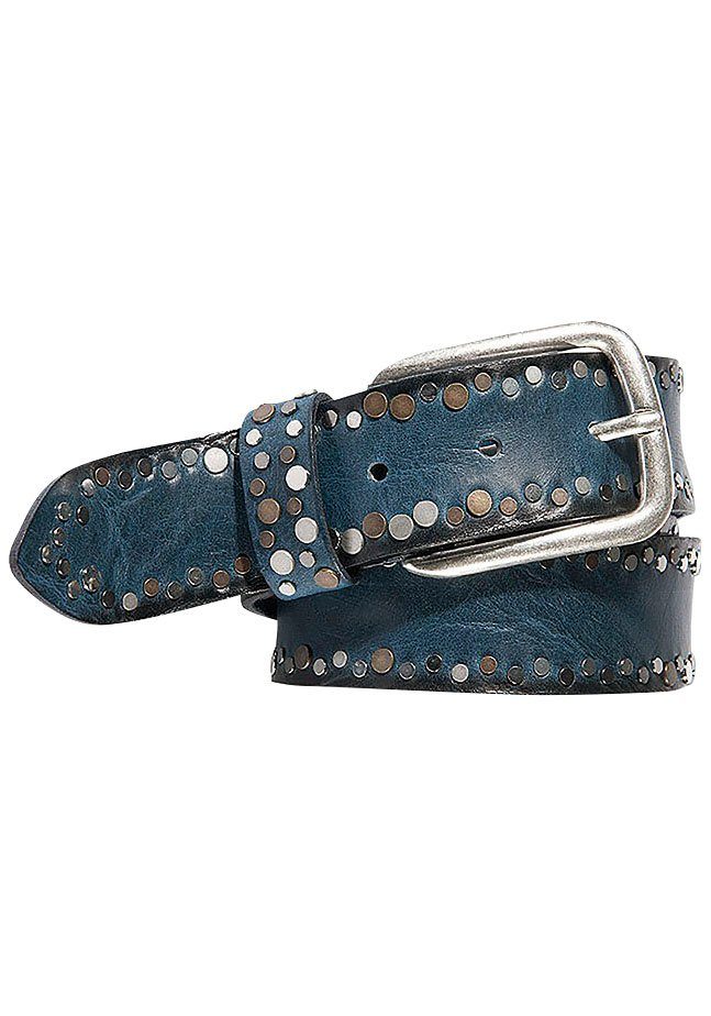 Silbergift Studsriem dames riemen met studs maat 100 blauw