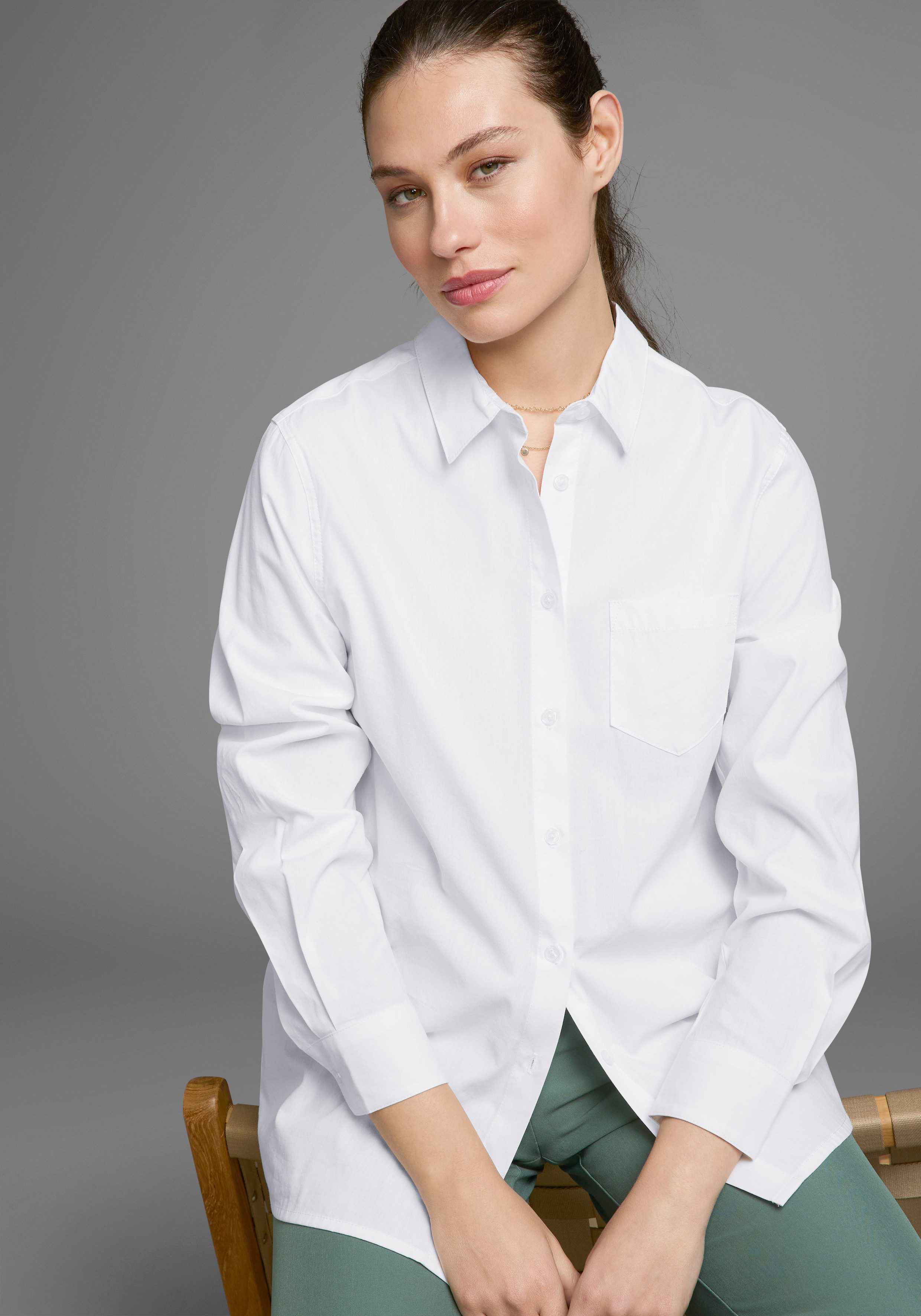Laura Scott Lange blouse met borstzak