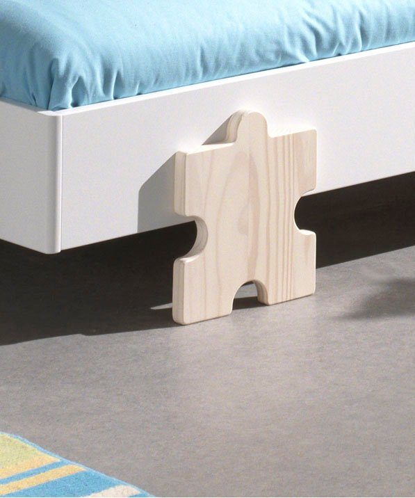 Vipack Kinderledikant Modulo Tienerbed, 1-persoons, stapelbed met poten in puzzel-look