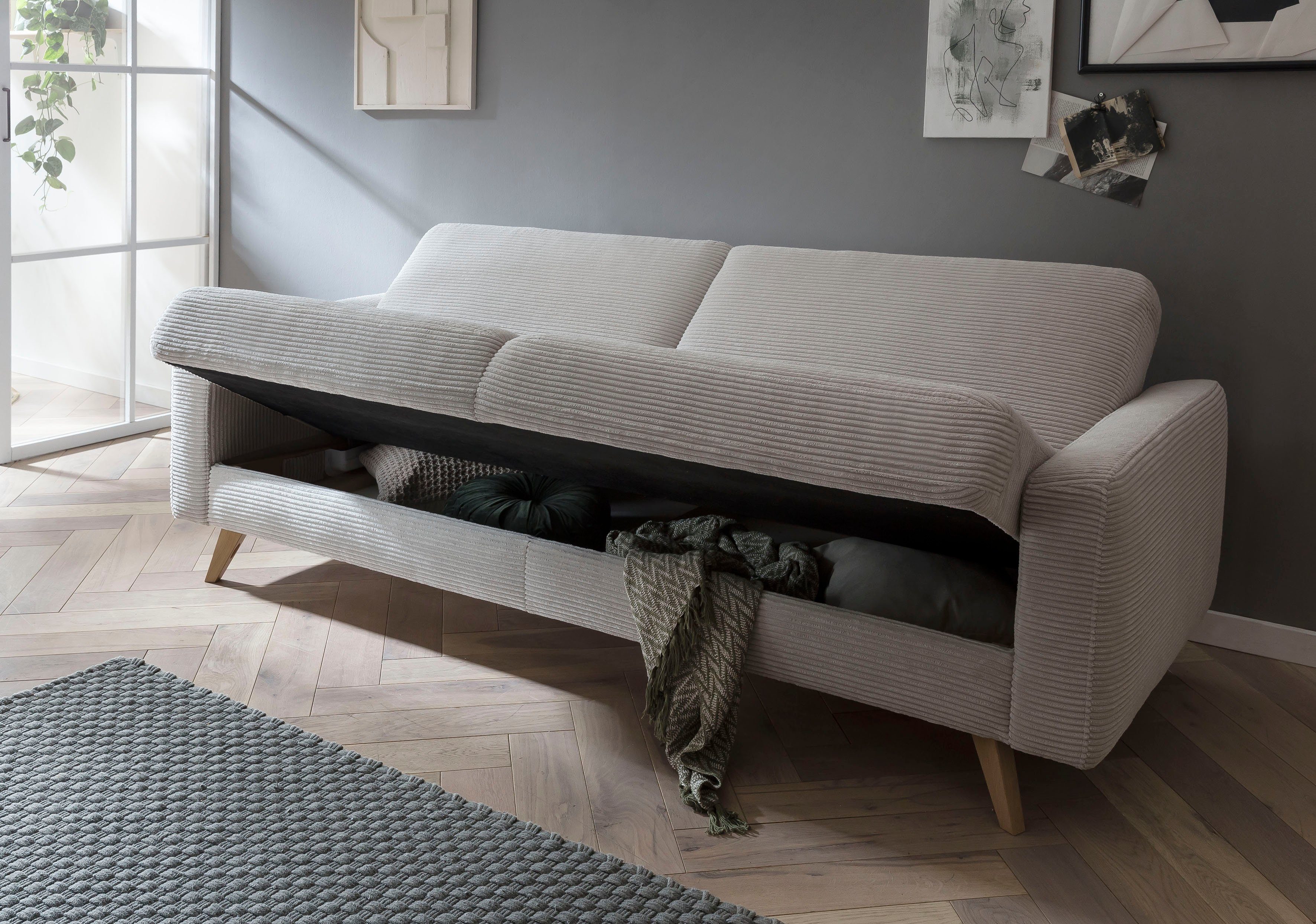 exxpo - sofa fashion 3-zitsbank Samso, elegant en comfortabel, actuele cord bekleding, kantelbank
