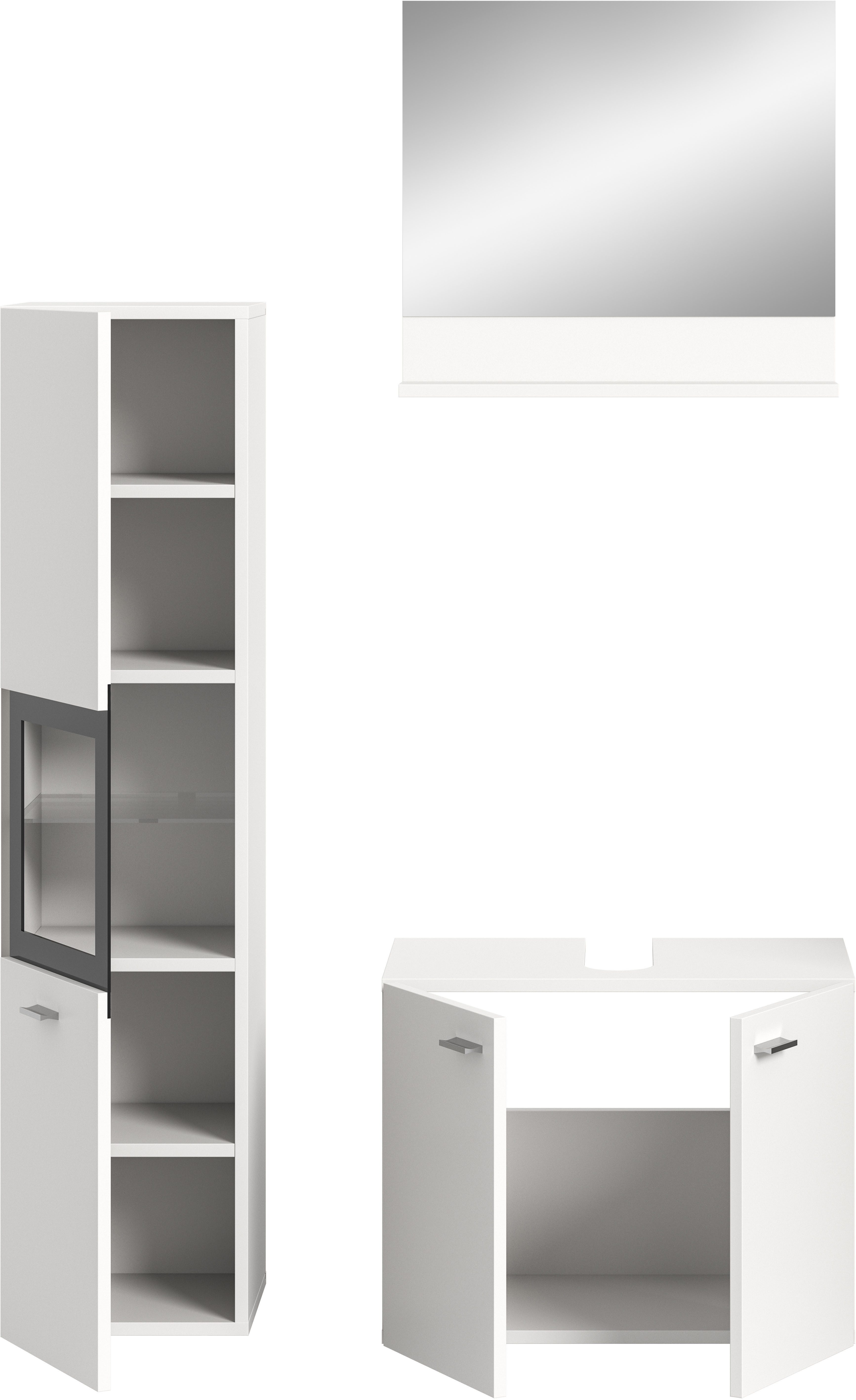 welltime Badmeubelset Tampa, breedte 102cm, 3-delig Wastafelonderkast, spiegel, hoge kast (3 stuks)
