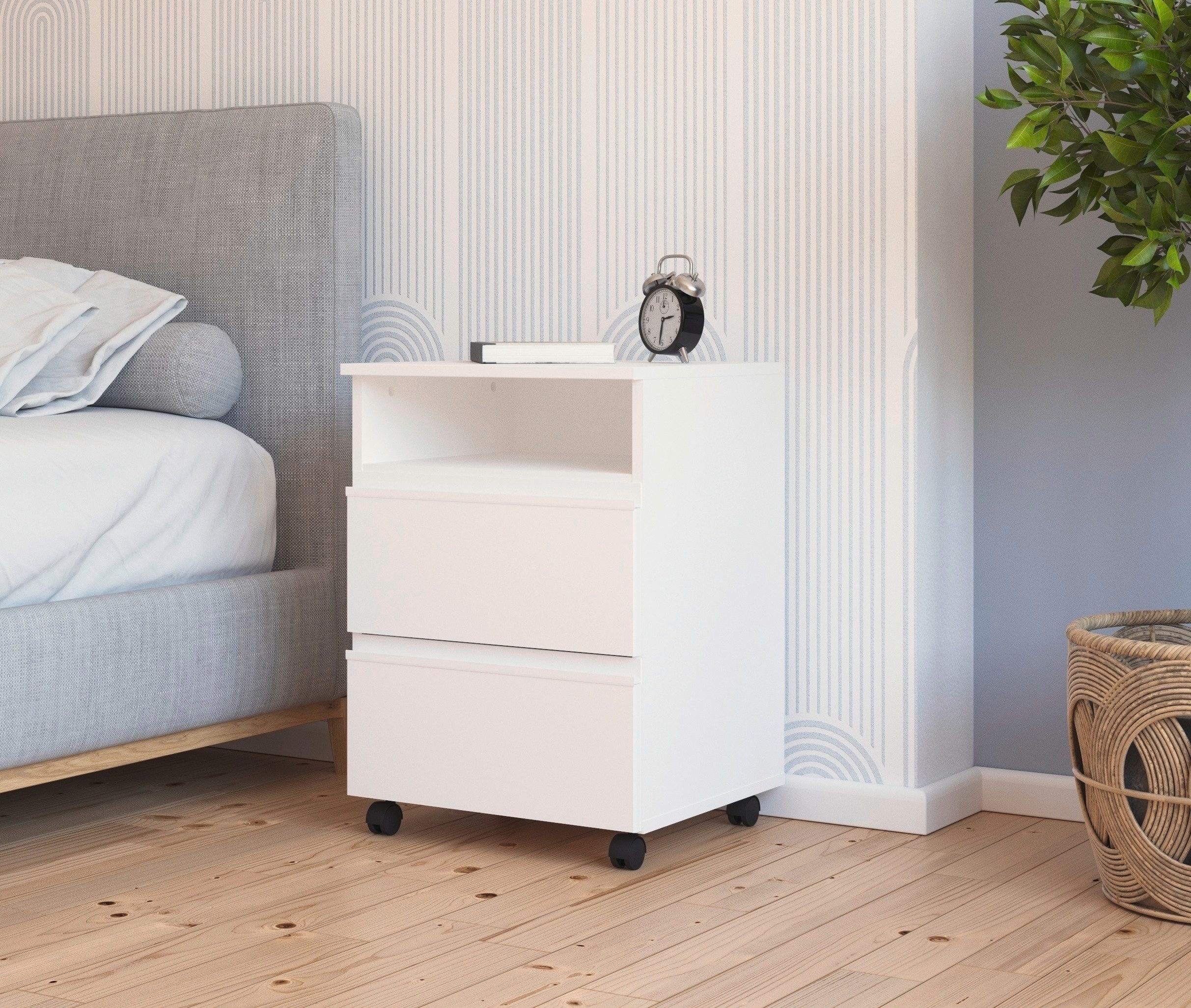 rauch Nachtkastje Nachtconsole Commode JOEL op wielen met twee lades en een open vak made in germany