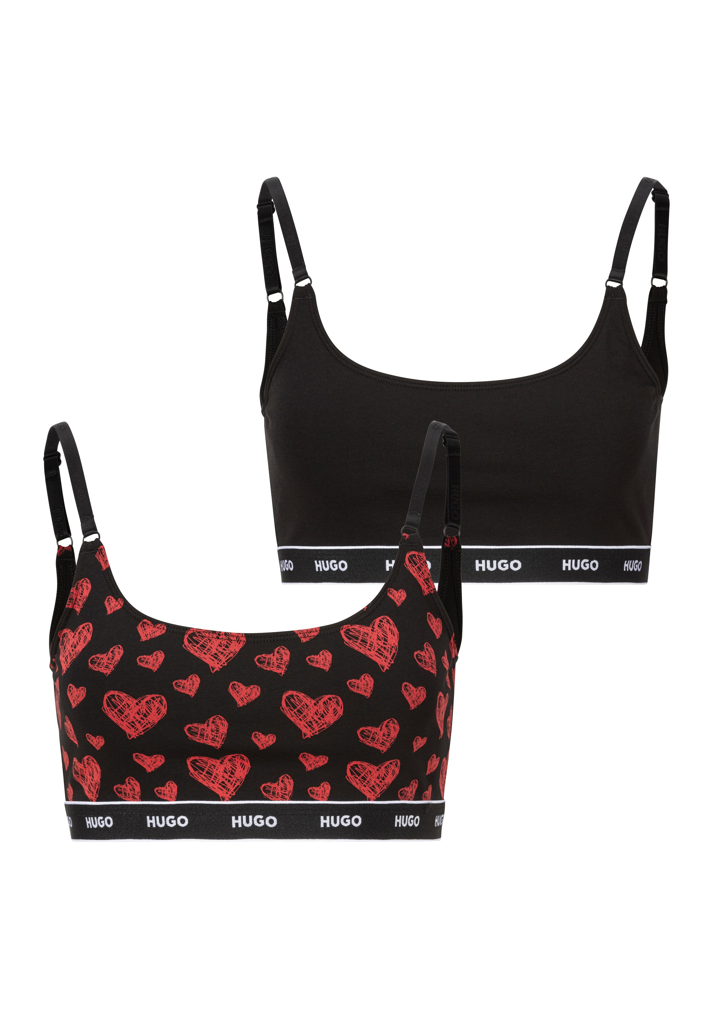 HUGO underwear Bralette-bh TWIN BRALETTE DESIGN met hugo logo aan de tailleband (set, 2-delig) dames bralettes maat XL multicolor