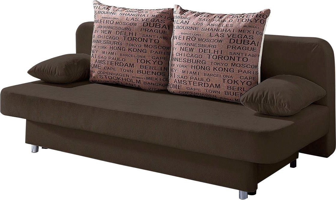 COLLECTION AB Slaapbank ULLA inclusief bedfunctie en opbergruimte Slaapbank, bedfunctie, bedlade, incl. rugkussens, armleuningkussens