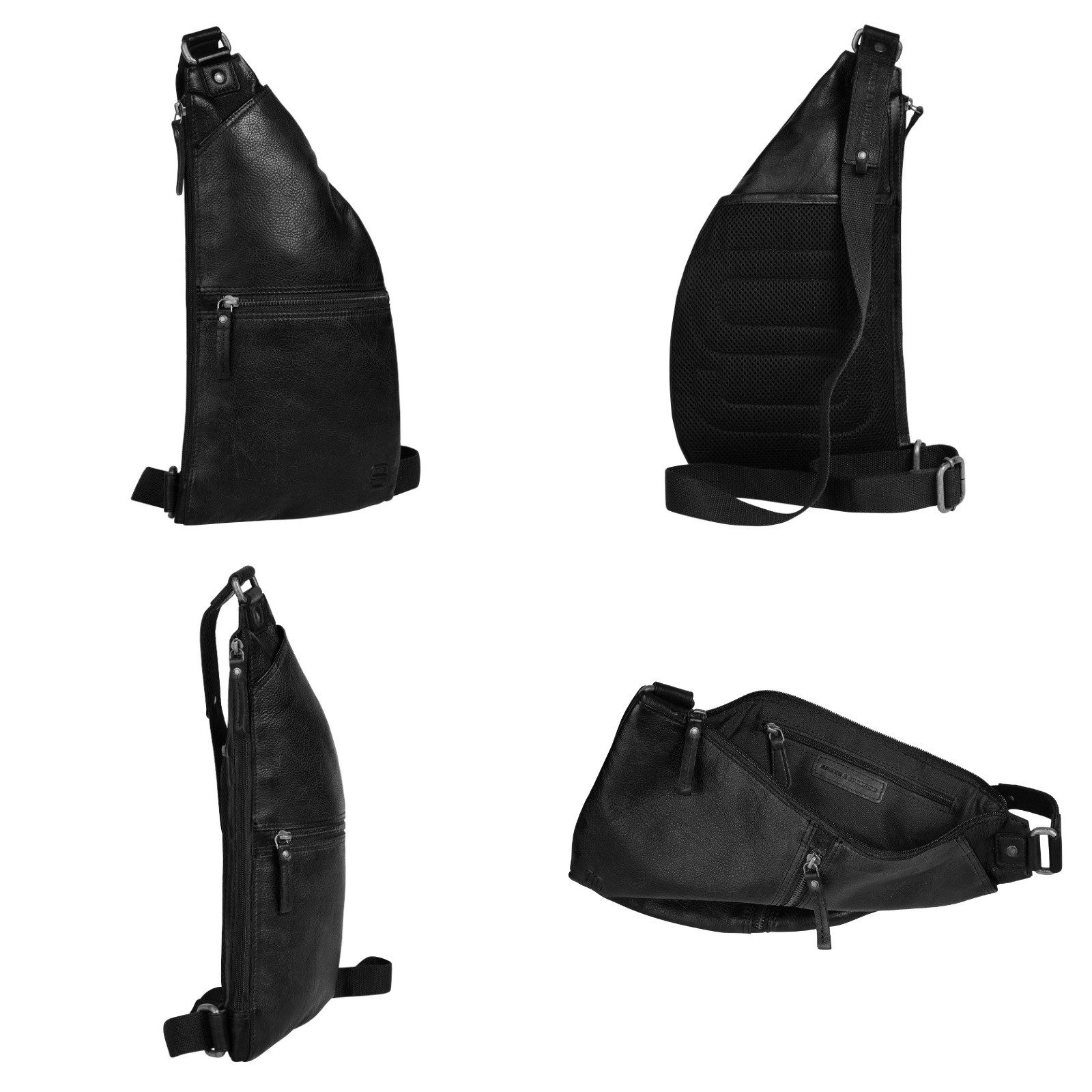 Spikes & Sparrow Schoudertas echt leder