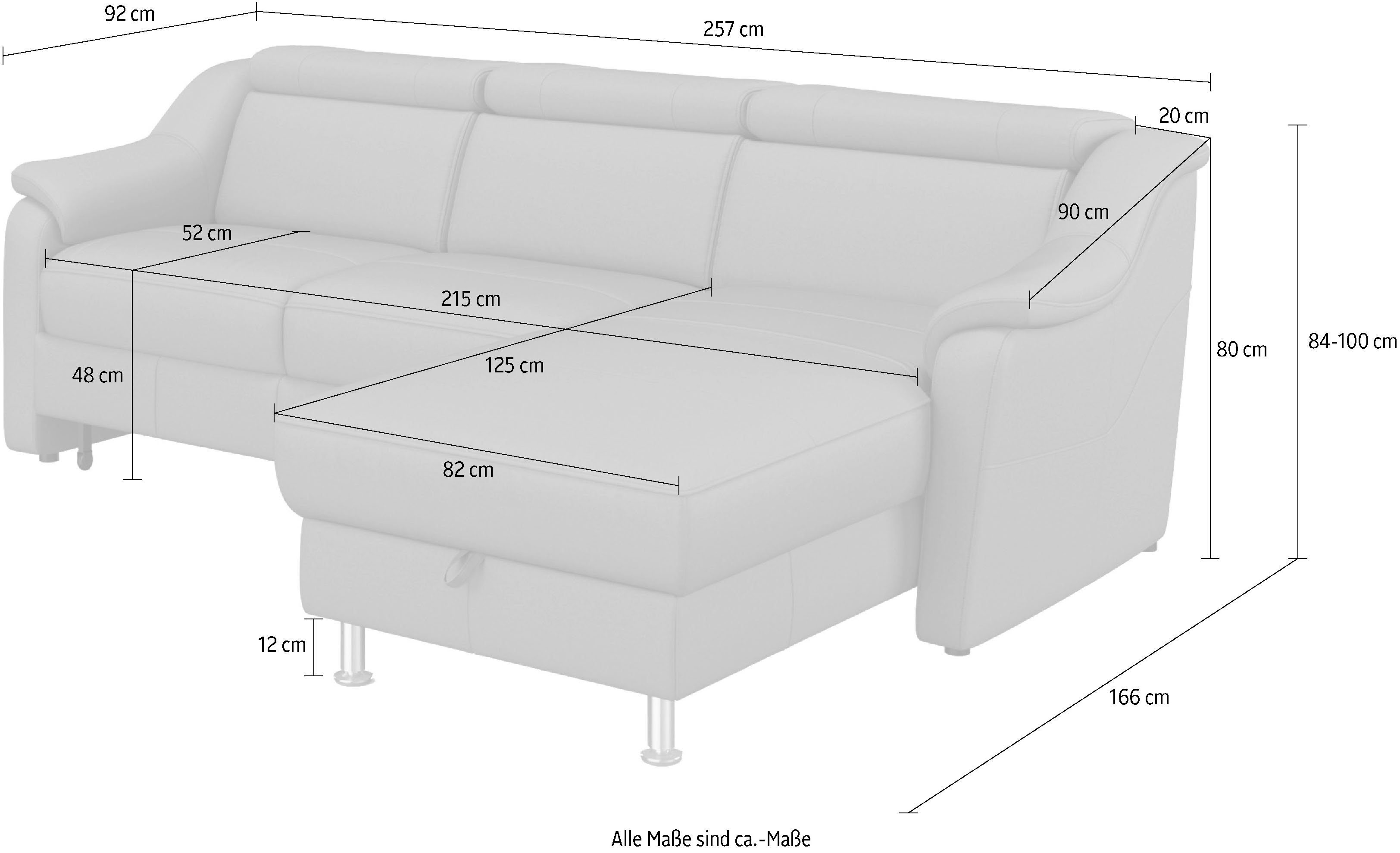 sit&more Hoekbank Freetown L-vorm met verstelbare hoofdsteun en comfortabele binnenvering
