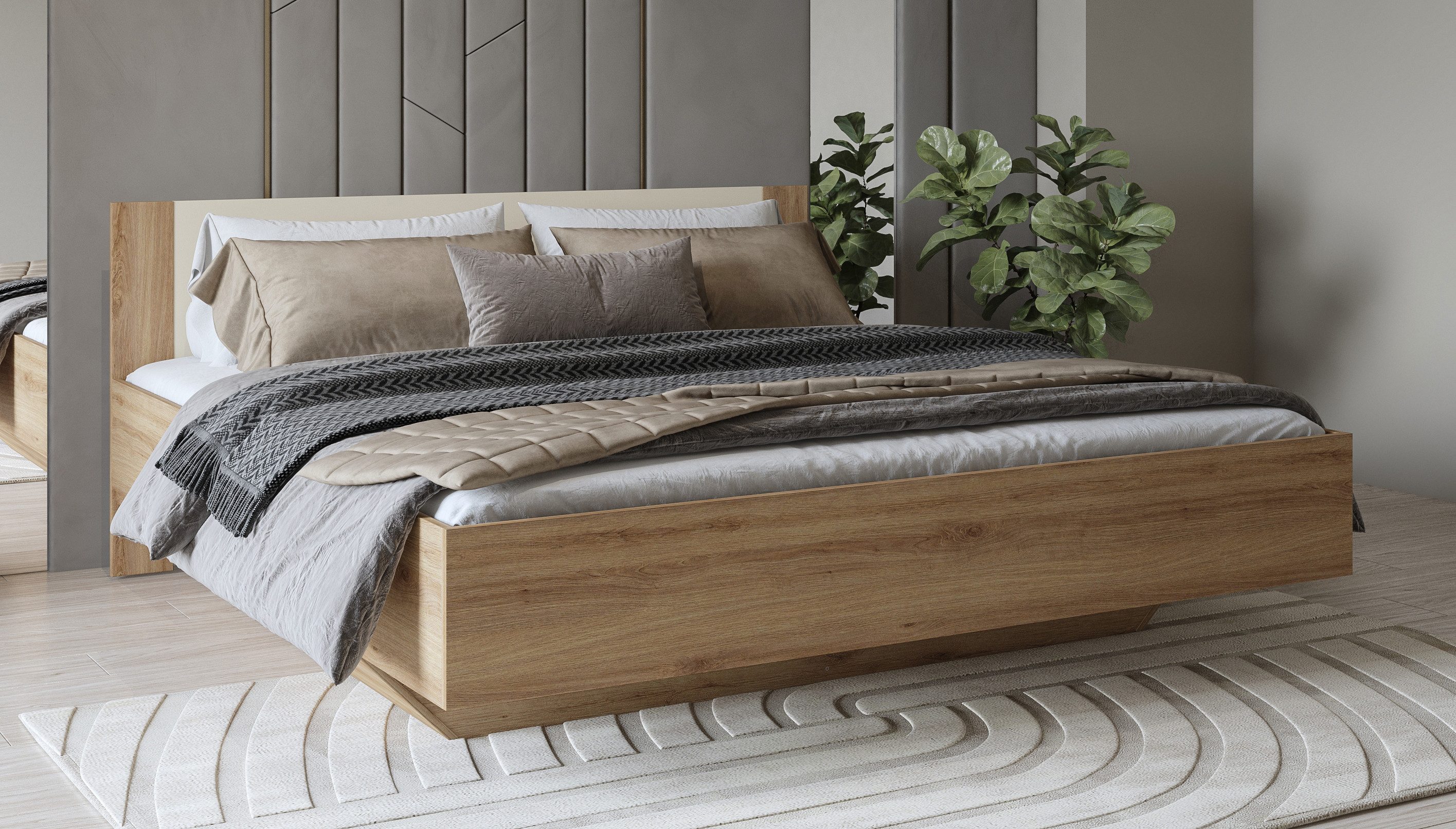 Home affaire Bedframe Bitry, breedte 160 of 180 cm, moderne bedomranding