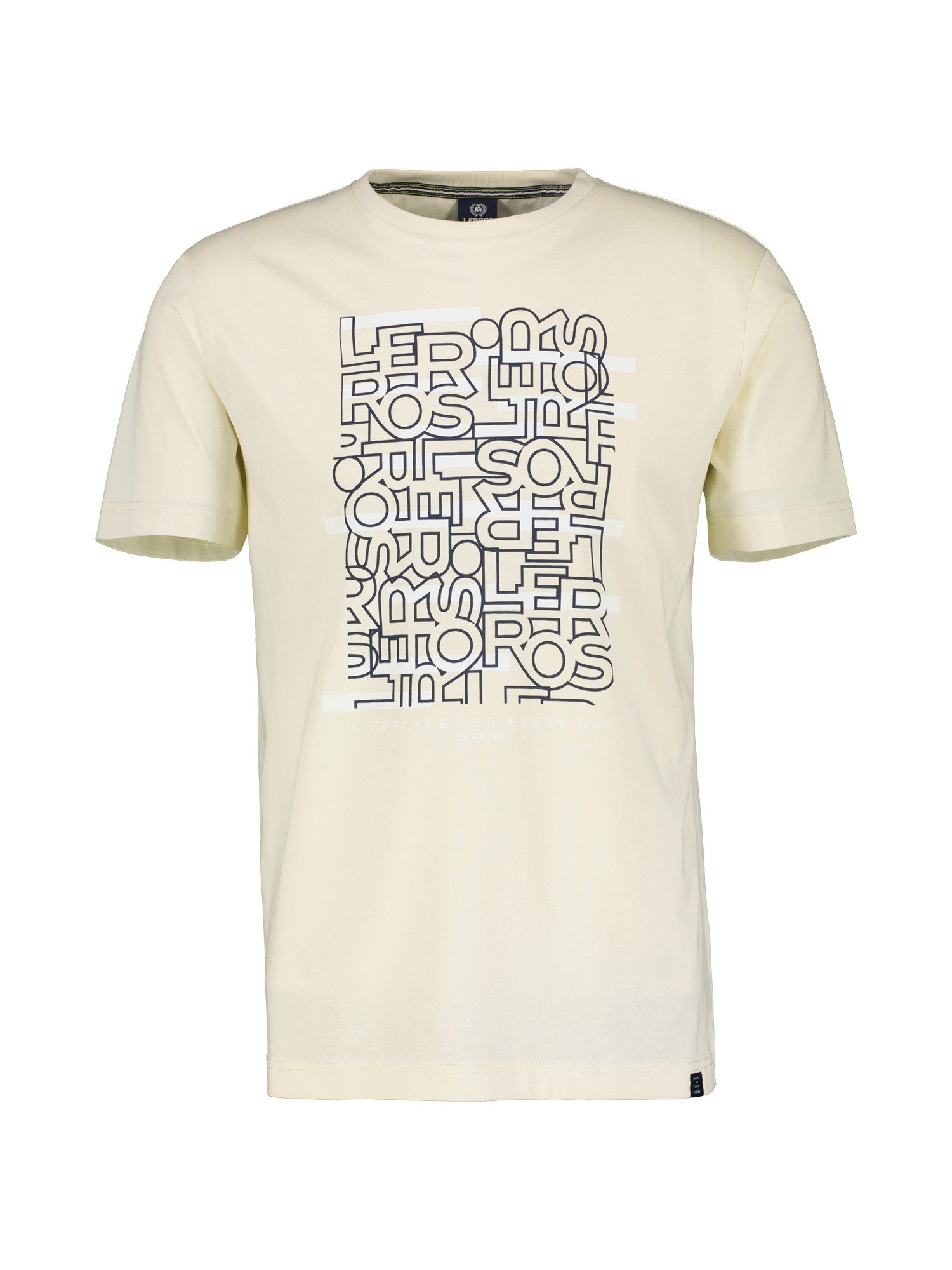 Lerros T-shirt LERROS T-shirt met logo print en ronde hals