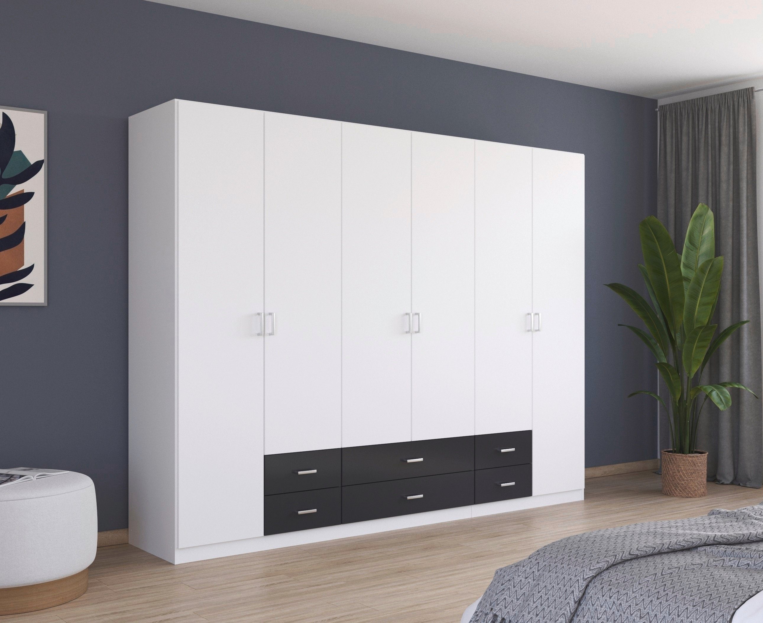 rauch Draaideurkast Kledingkast kast garderobe linnenkast GAMMA in 3 breedtes met 6 lades, in eenvoudig design topseller made in germany