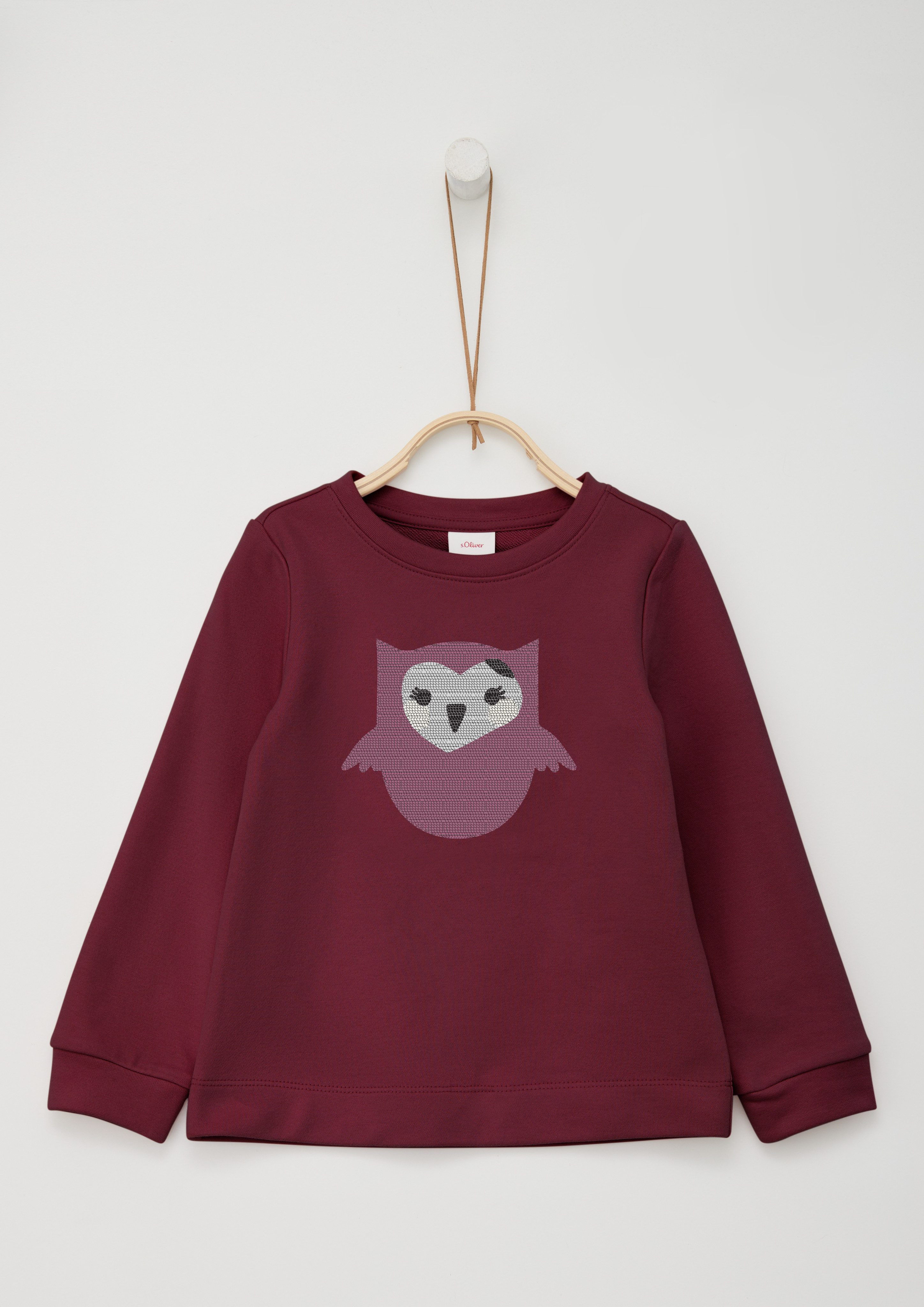 s.Oliver RED LABEL Junior Sweatshirt met uil van pailletten