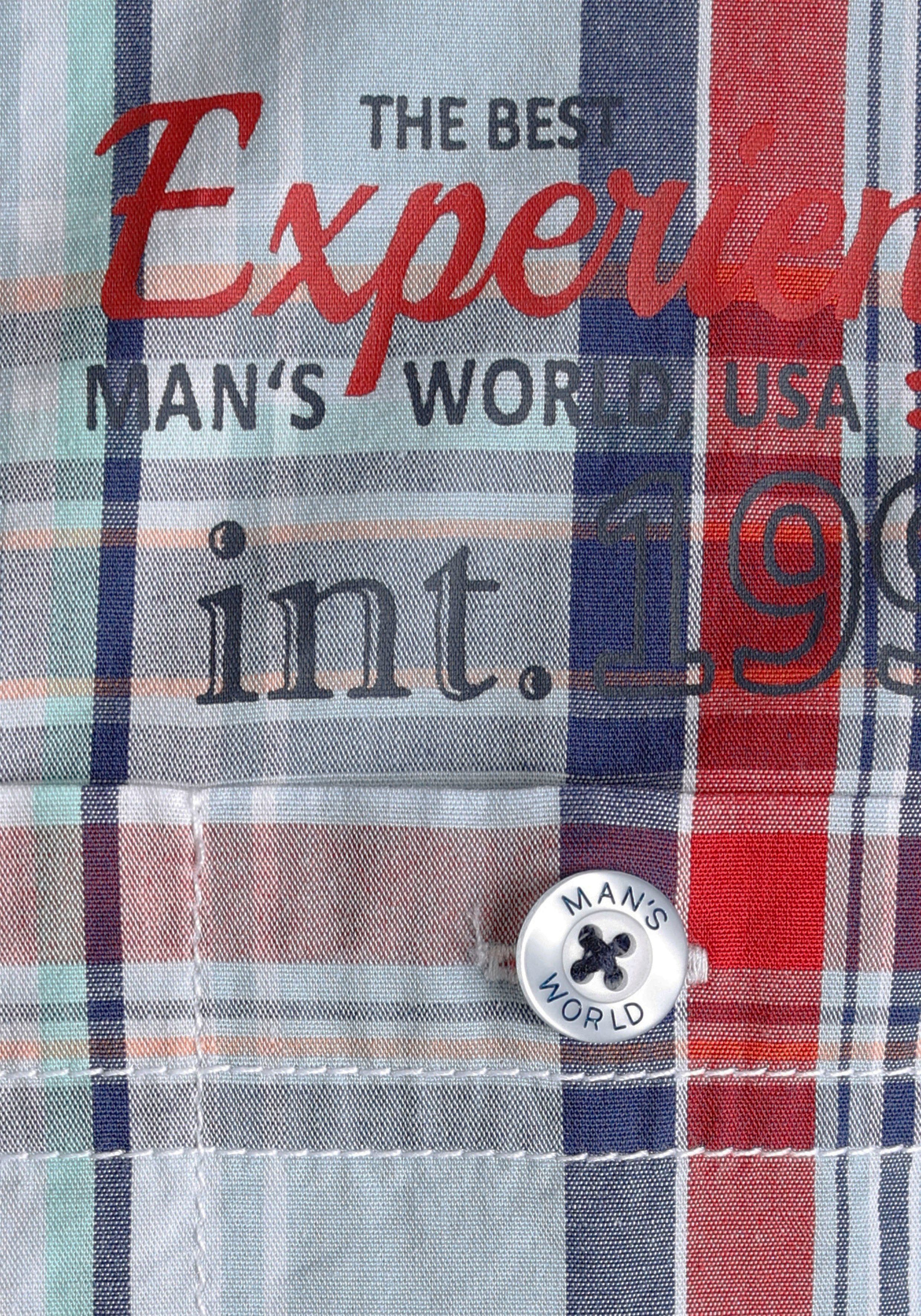 Man's World Overhemd met korte mouwen met kleine print op de borst
