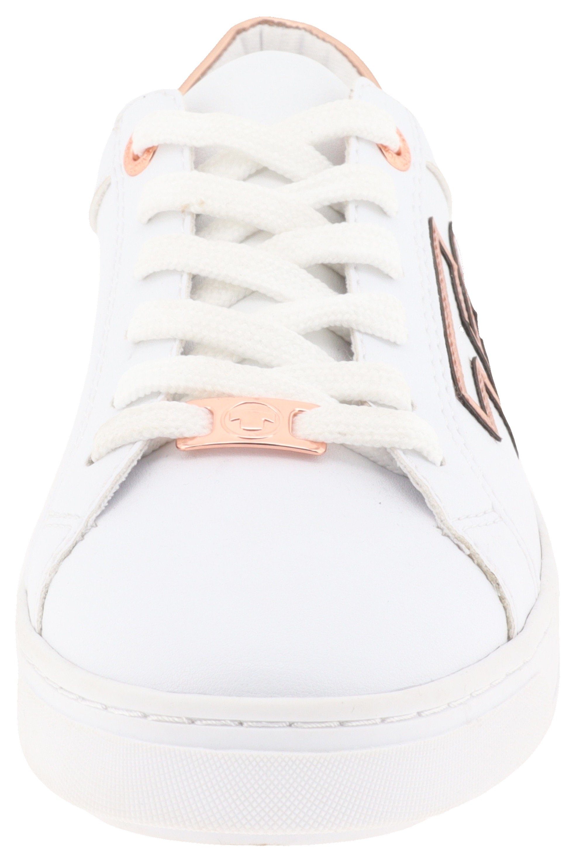 Tom Tailor Plateausneakers Contrastafwerking in metalliclook, vrijetijdsschoen, lage schoen, veterschoen